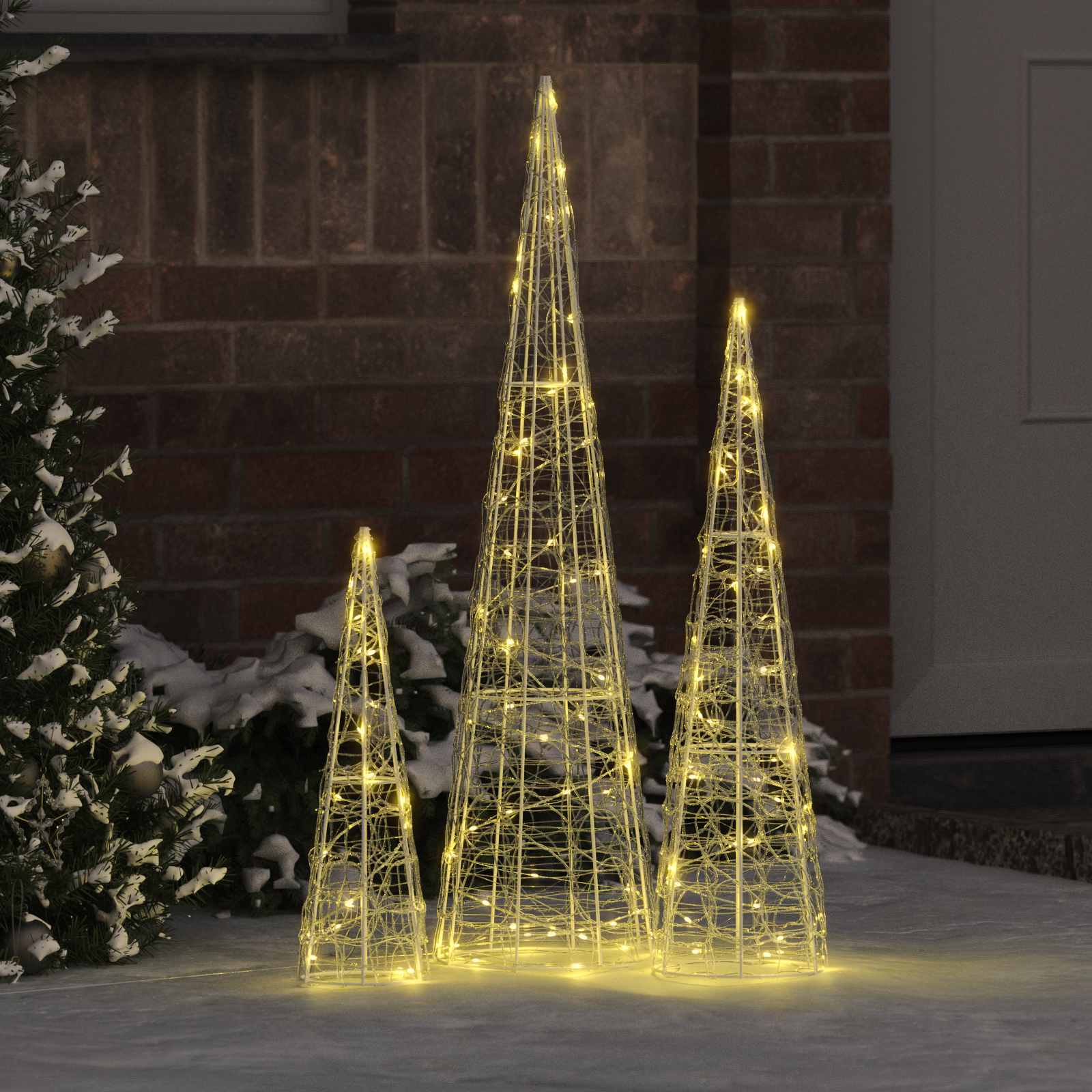 Weihnachtsbaum 3 stk. 90 LEDs Warmweiß 20 x 20 x 80 cm Acryl