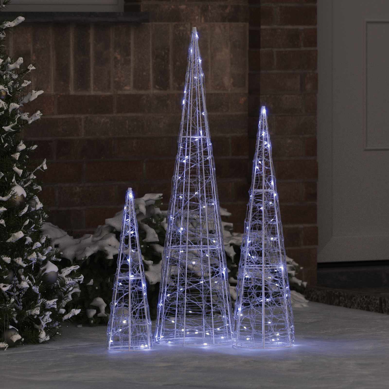 Weihnachtsbaum 3 stk. 90 LEDs Kaltweiß 20 x 20 x 80 cm Acryl