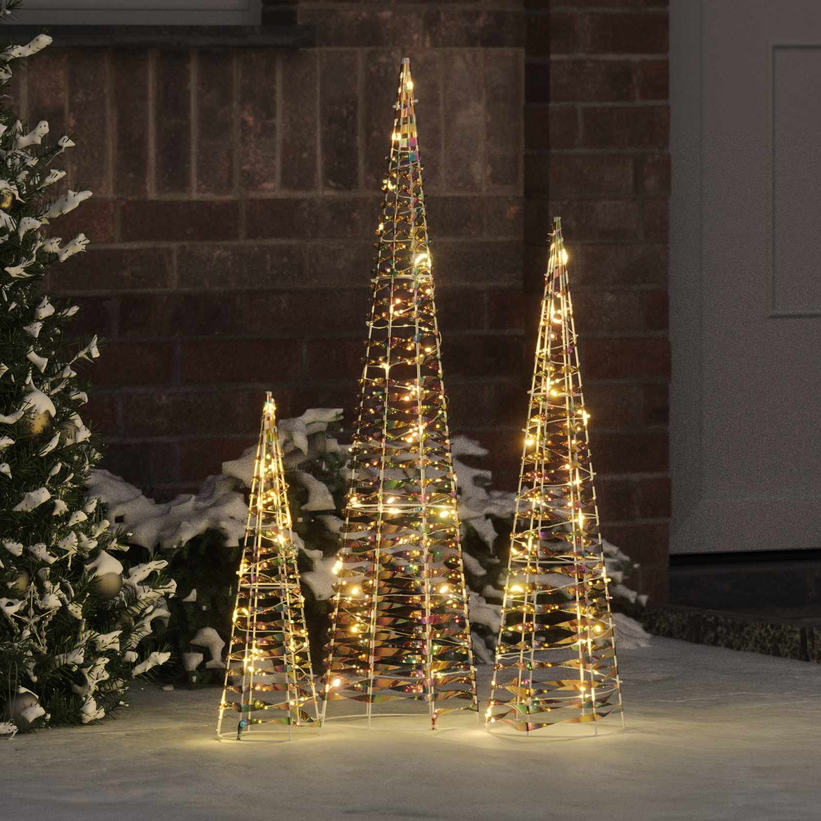 Weihnachtsbaum 3 stk. 90 LEDs Warmweiß 20 x 20 x 80 cm PET