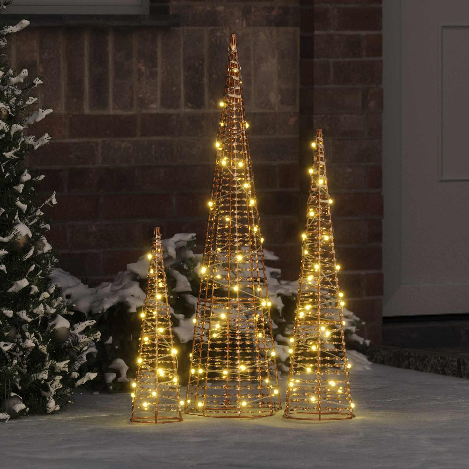Weihnachtsbaum 3 stk. 90 LEDs Warmweiß 20 x 20 x 80 cm PET