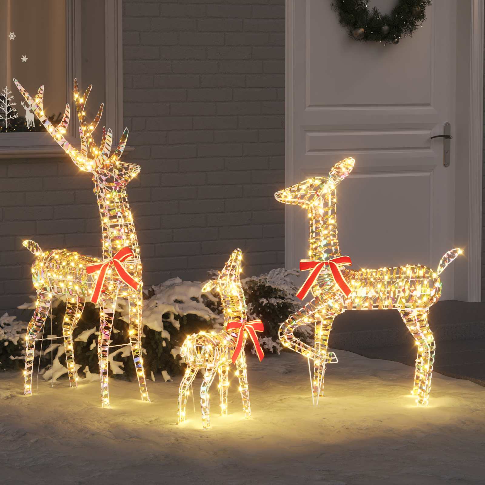 Rentierfamilie 3 stk. 300 LEDs Warmweiß 67 x 26 x 127 cm PET