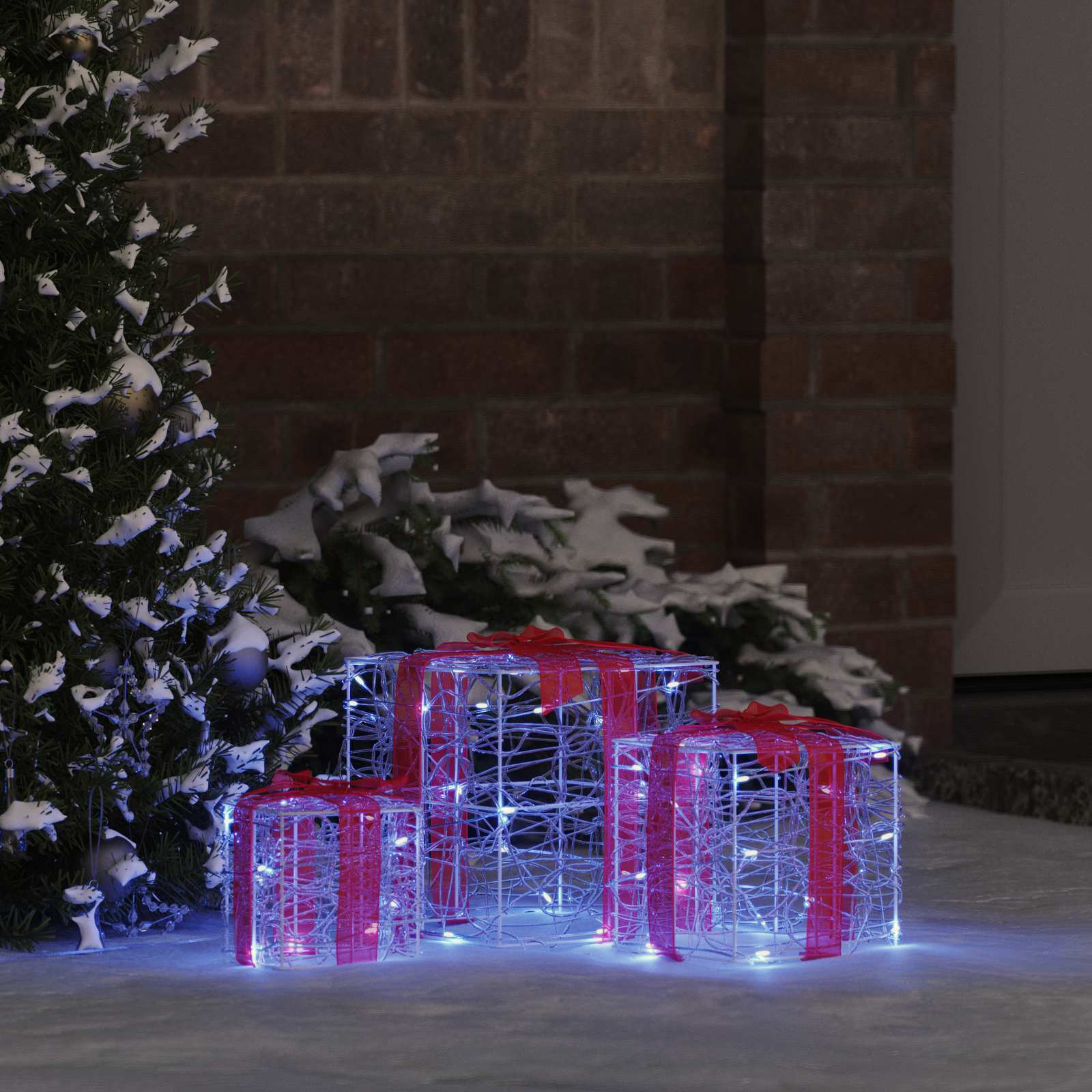 Geschenkbox 3 stk. 60 LEDs Blau 20 x 20 x 20 cm Acryl