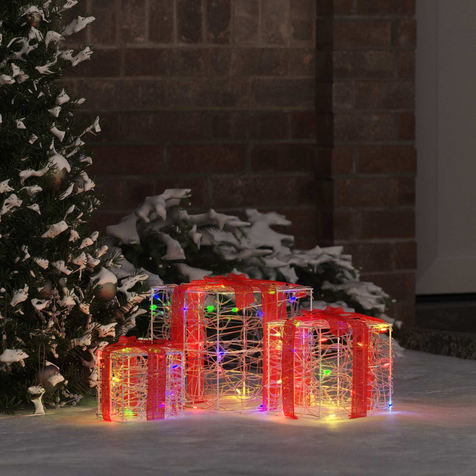 Geschenkbox 3 stk. 60 LEDs Mehrfarbig 20 x 20 x 20 cm Acryl