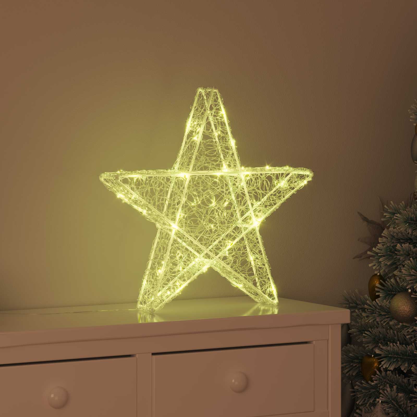 3D Stern 50 LEDs Warmweiß 55 x 53.5 x 10 cm Acryl