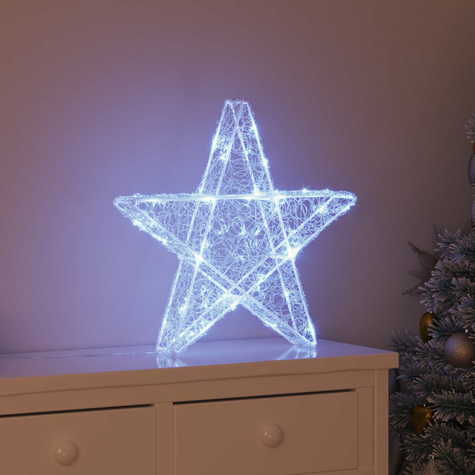 3D Stern 50 LEDs Kaltweiß 55 x 53.5 x 10 cm Acryl
