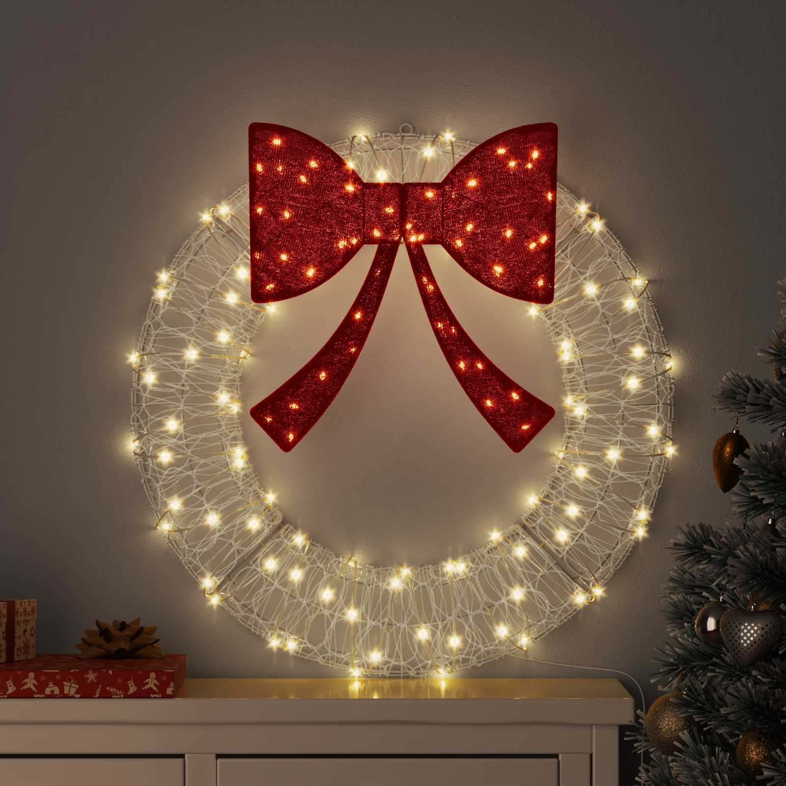 Kranz 60 LEDs Warmweiß 76 x 76 x 8,5 cm Acryl