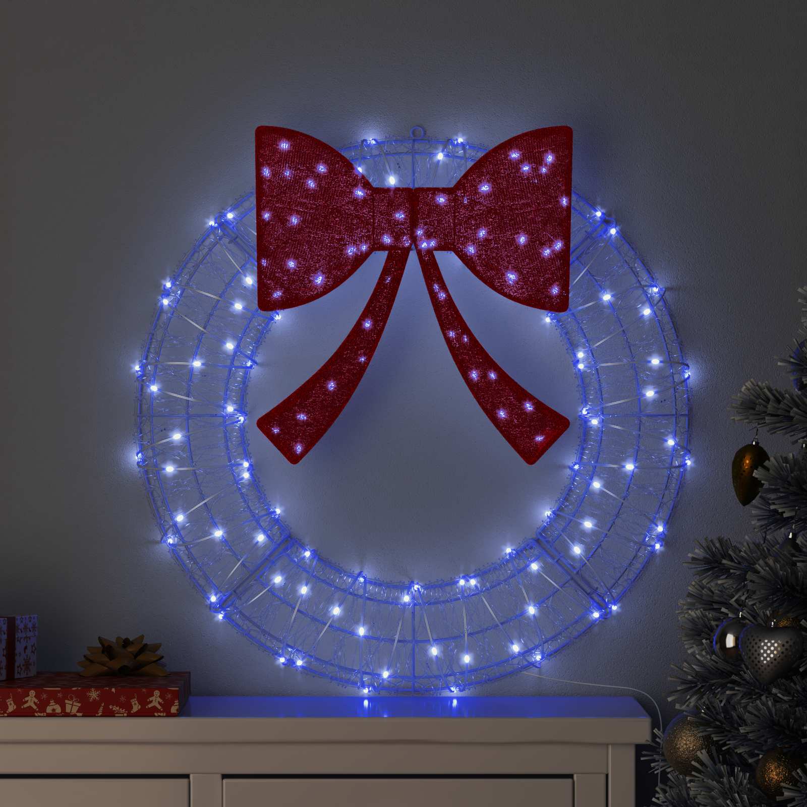 Kranz 60 LEDs Blau 76 x 76 x 8,5 cm Acryl