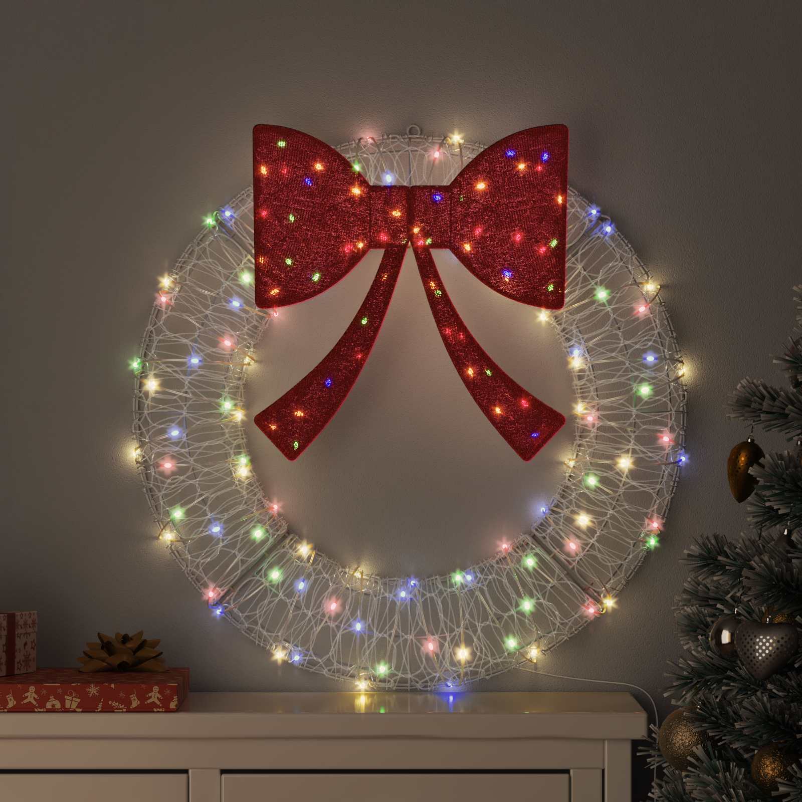 Kranz 60 LEDs Mehrfarbig 76 x 76 x 8,5 cm Acryl