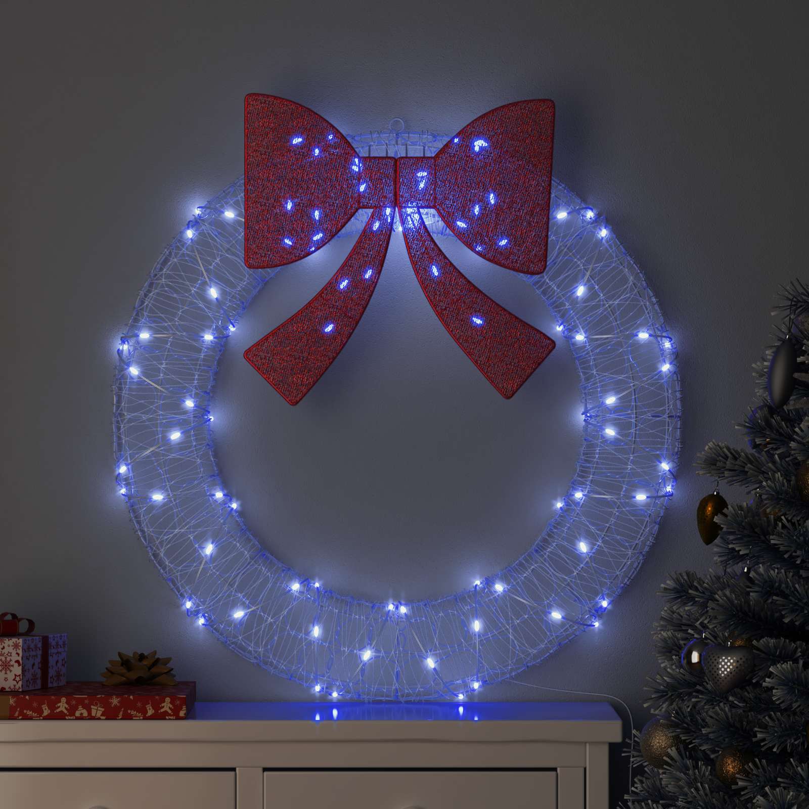 Kranz 80 LEDs Blau 92 x 92 x 9,5 cm Acryl