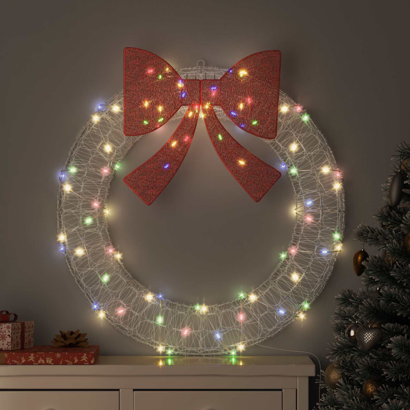 Kranz 80 LEDs Mehrfarbig 92 x 92 x 9,5 cm Acryl