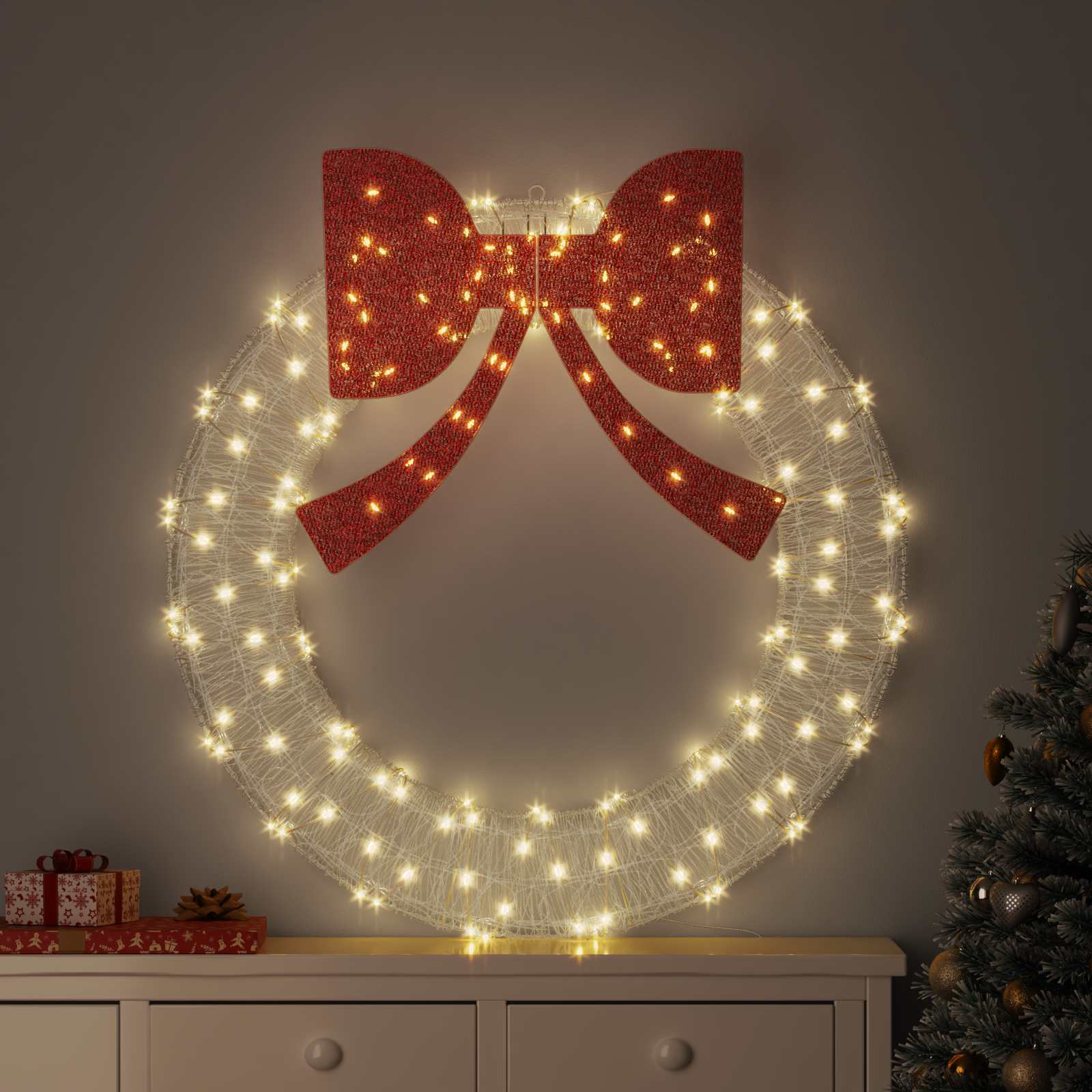 Kranz 150 LEDs Warmweiß 120 cm Acryl