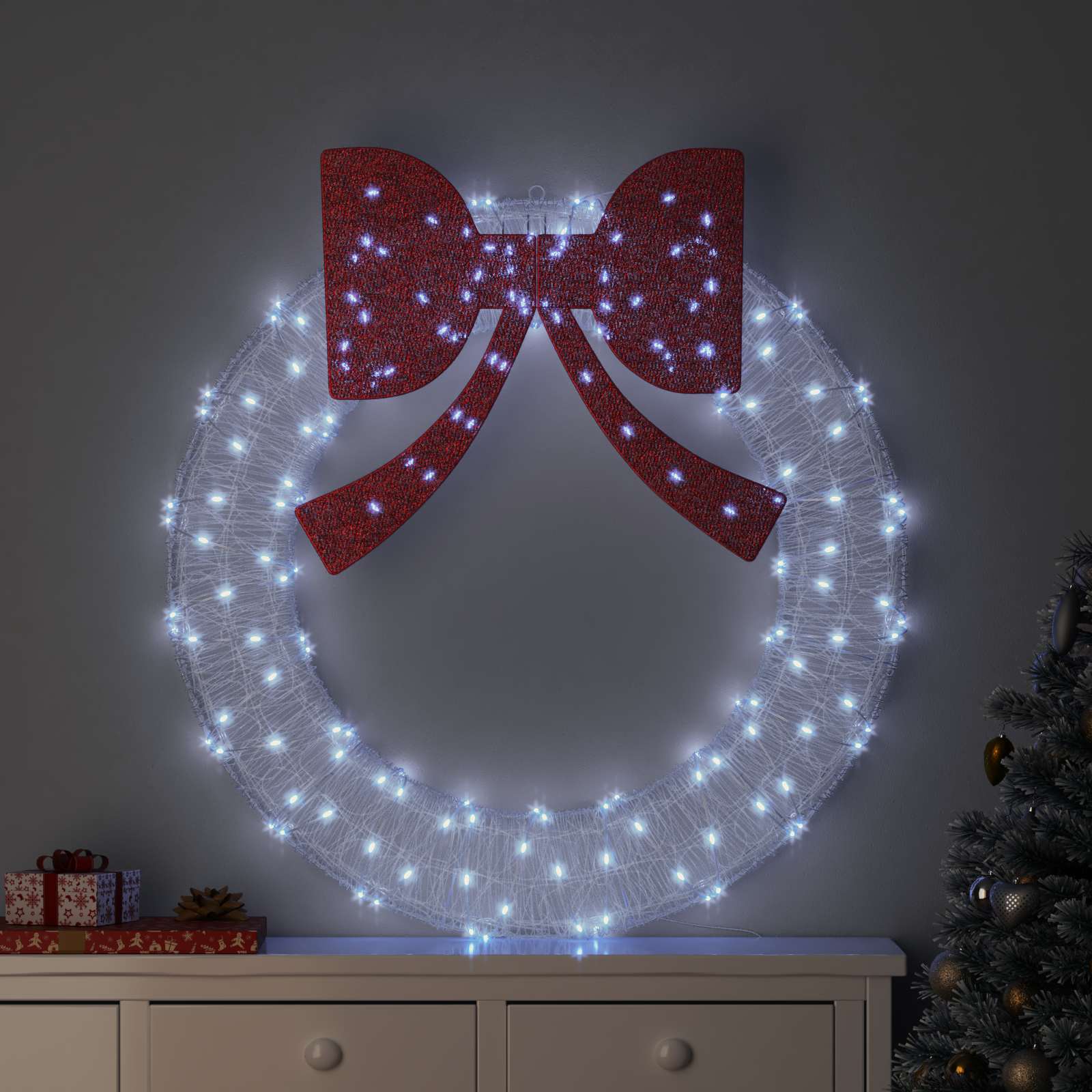 Kranz 150 LEDs Kaltweiß 120 cm Acryl