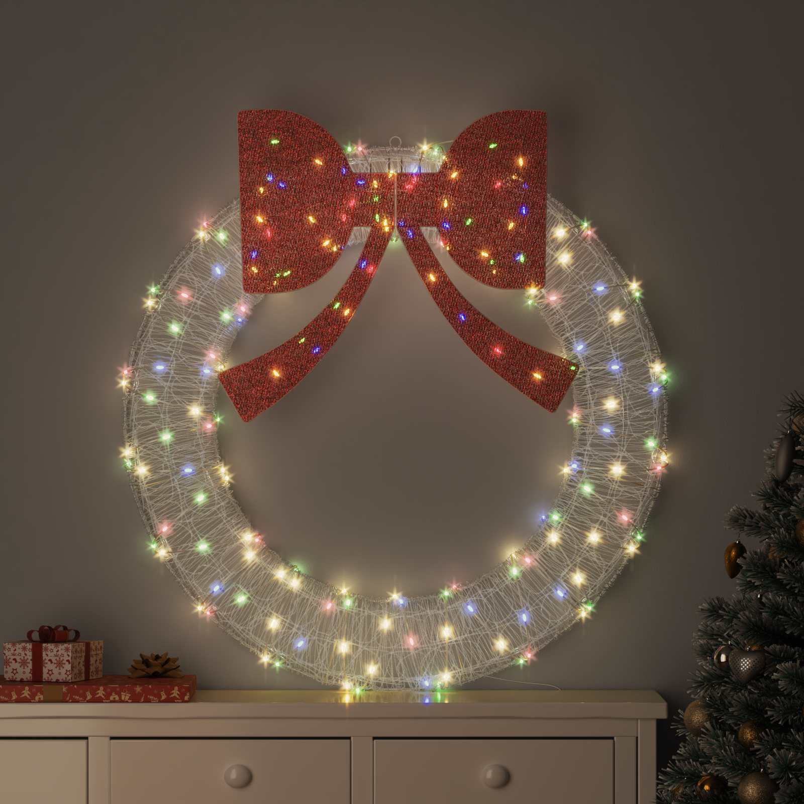 Kranz 150 LEDs Mehrfarbig 120 cm Acryl