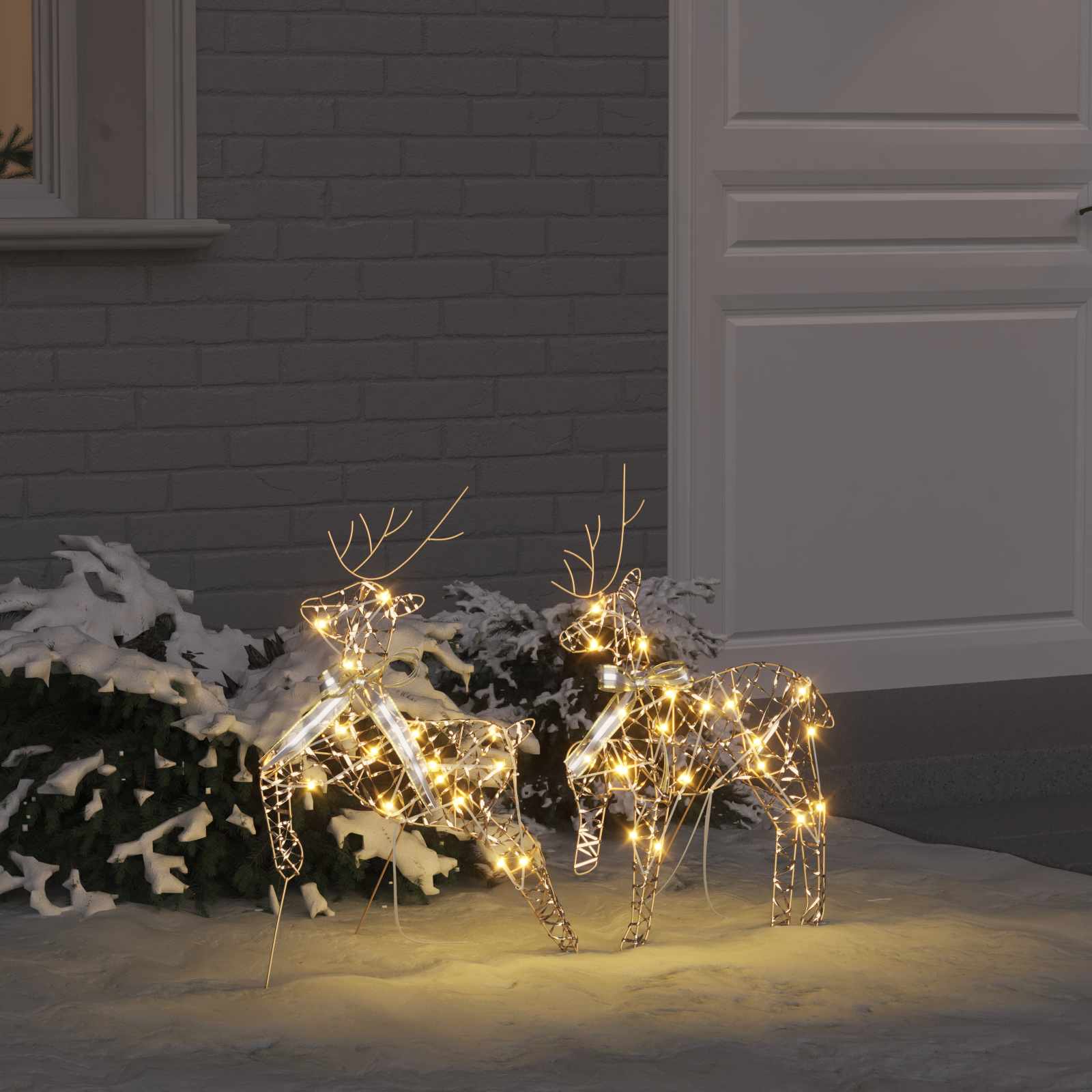 LED Rentiere 2 stk. 40 LEDs Warmes Weiß 44 x 18 x 65,5 cm PET