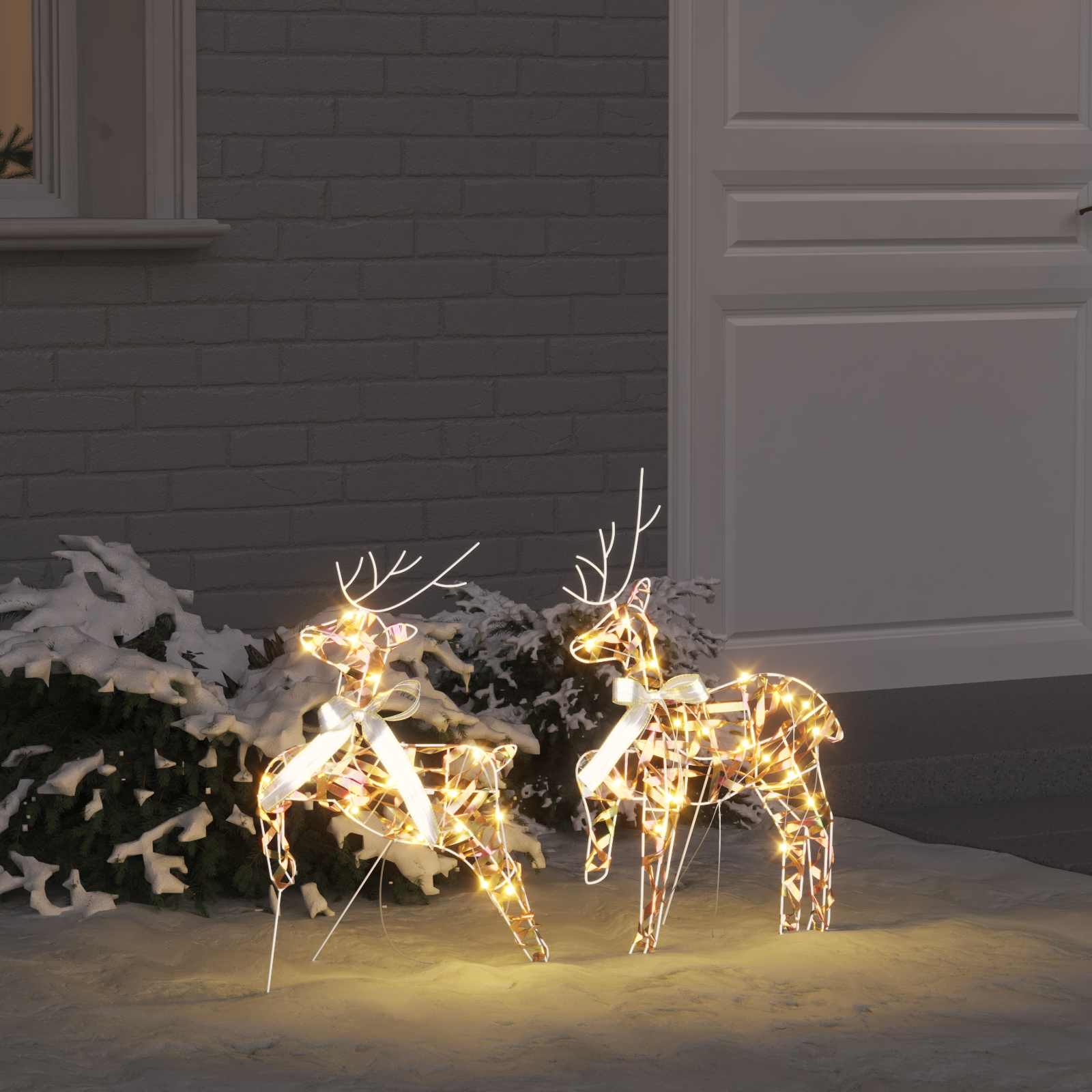 LED Rentiere 2 stk. 40 LEDs Warmes Weiß 44 x 18 x 65,5 cm PET