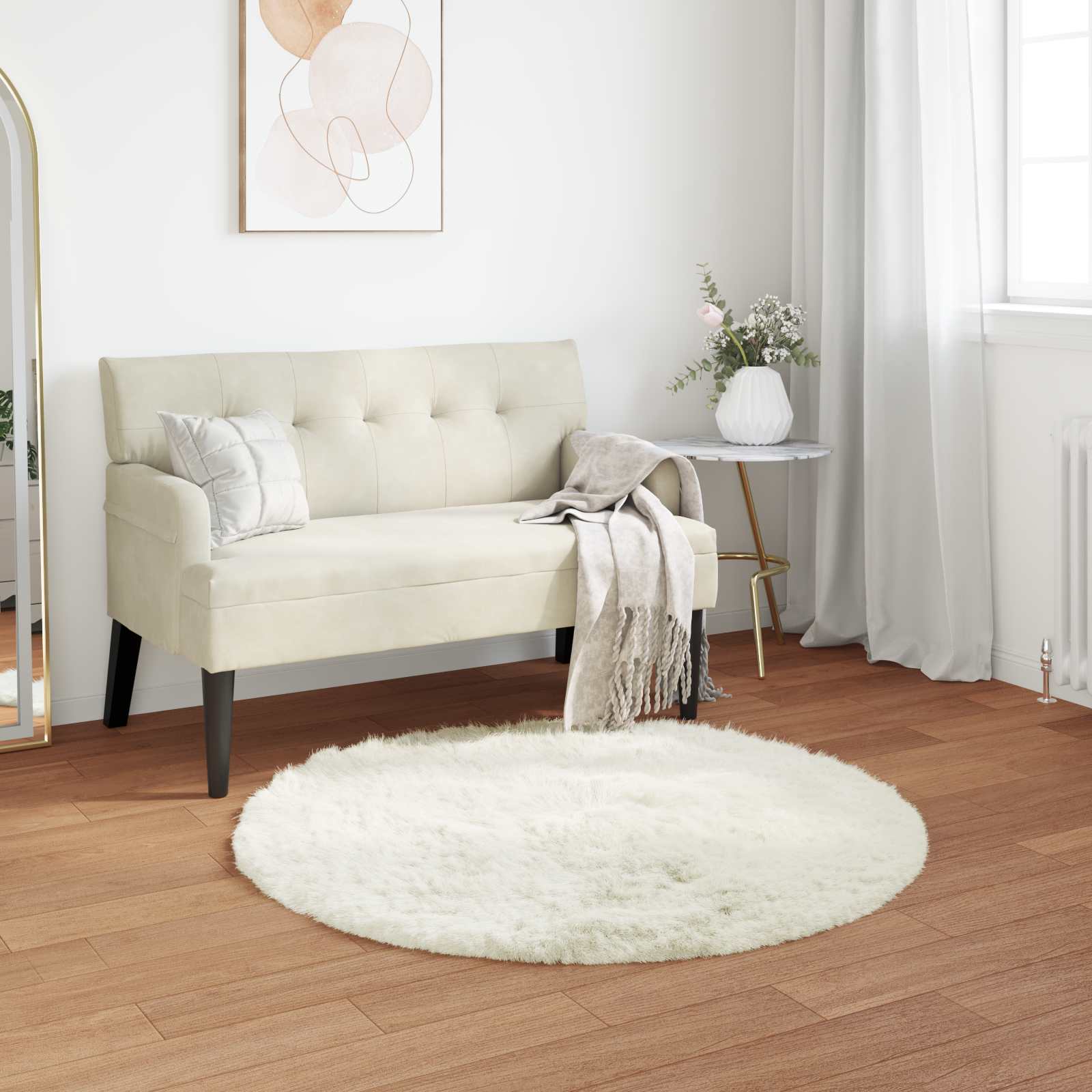 Teppich aus Kunstschaffell TAFALLA Weiß Ø 80 cm Polyester