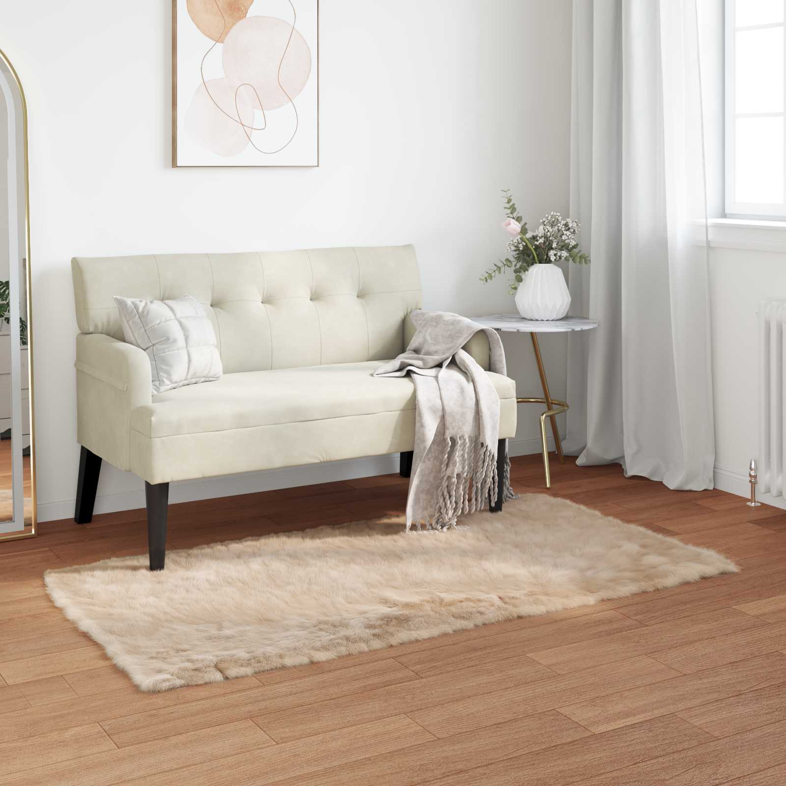 Teppich aus Kunstschaffell TAFALLA Beige 60 x 110 cm Polyester