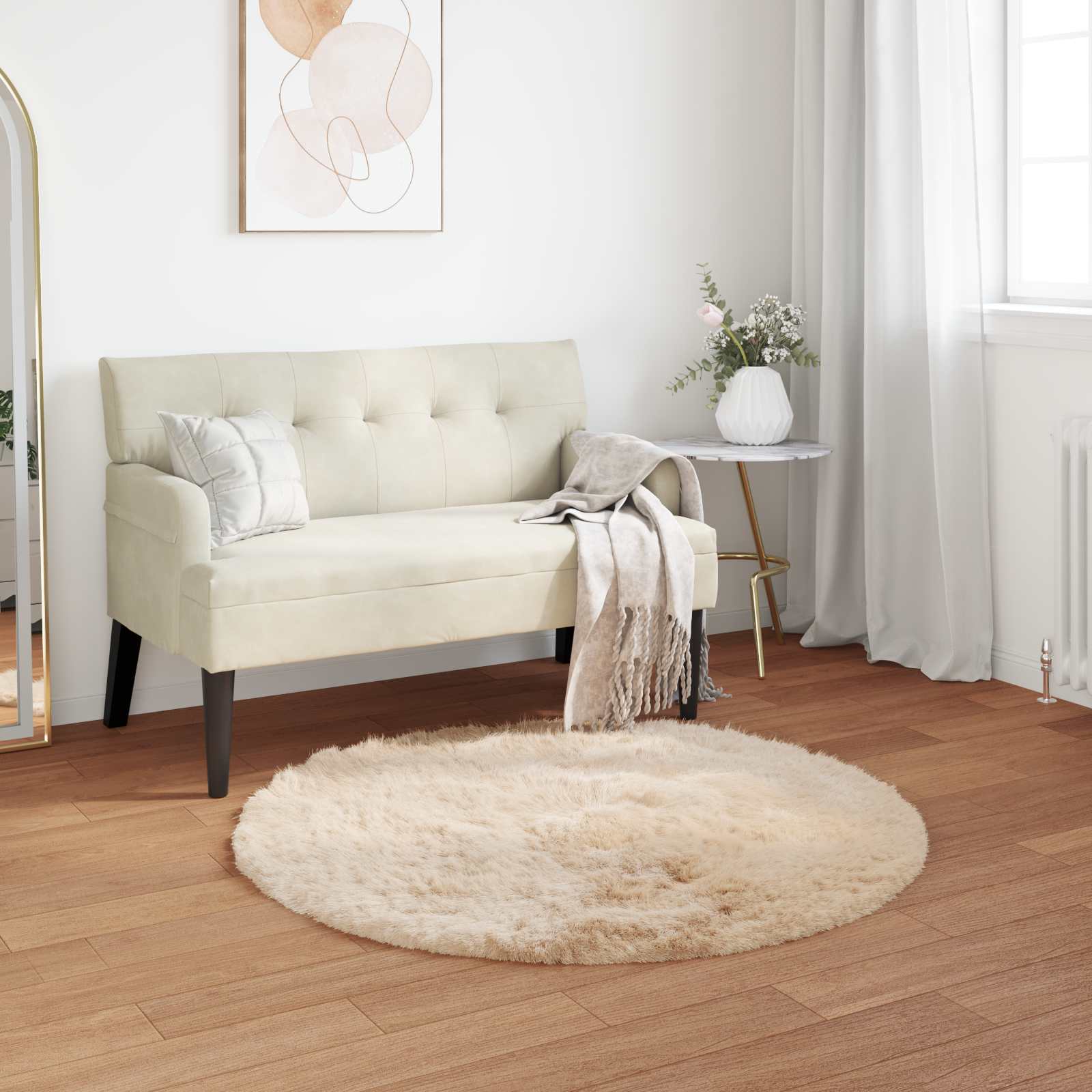Teppich aus Kunstschaffell TAFALLA Beige Ø 80 cm Polyester