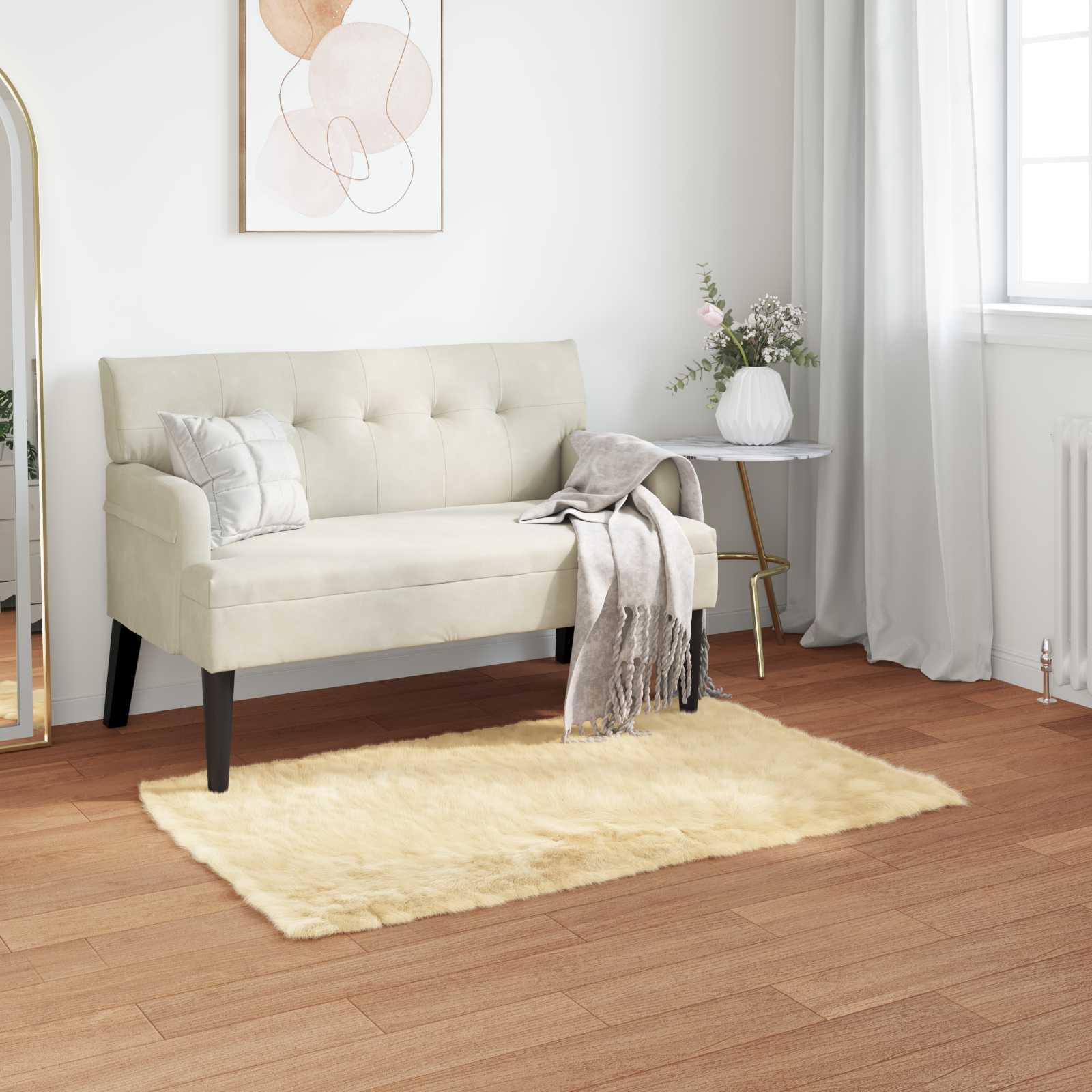 Teppich aus Kunstschaffell TAFALLA Creme 60 x 110 cm Polyester