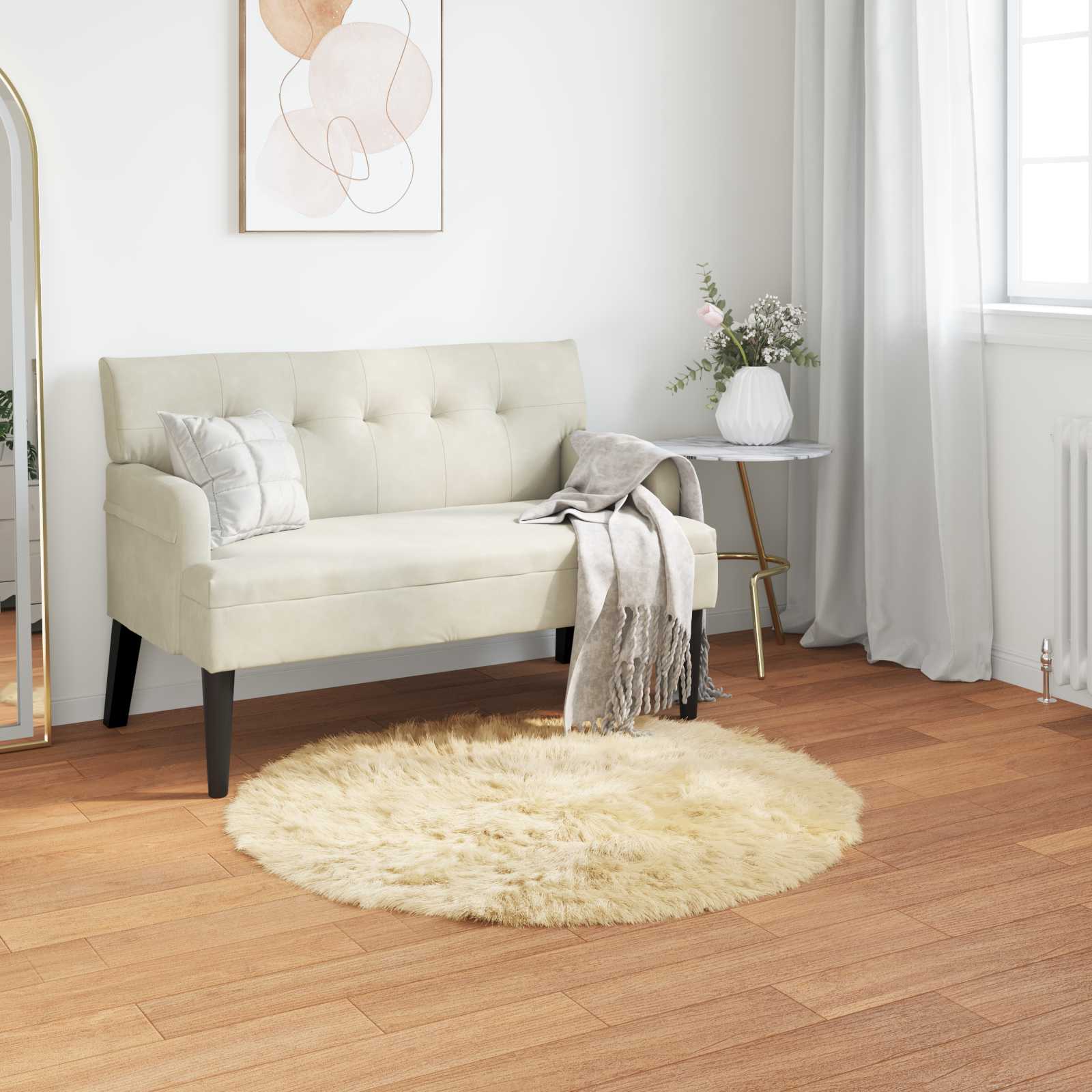 Teppich aus Kunstschaffell TAFALLA Creme Ø 80 cm Polyester