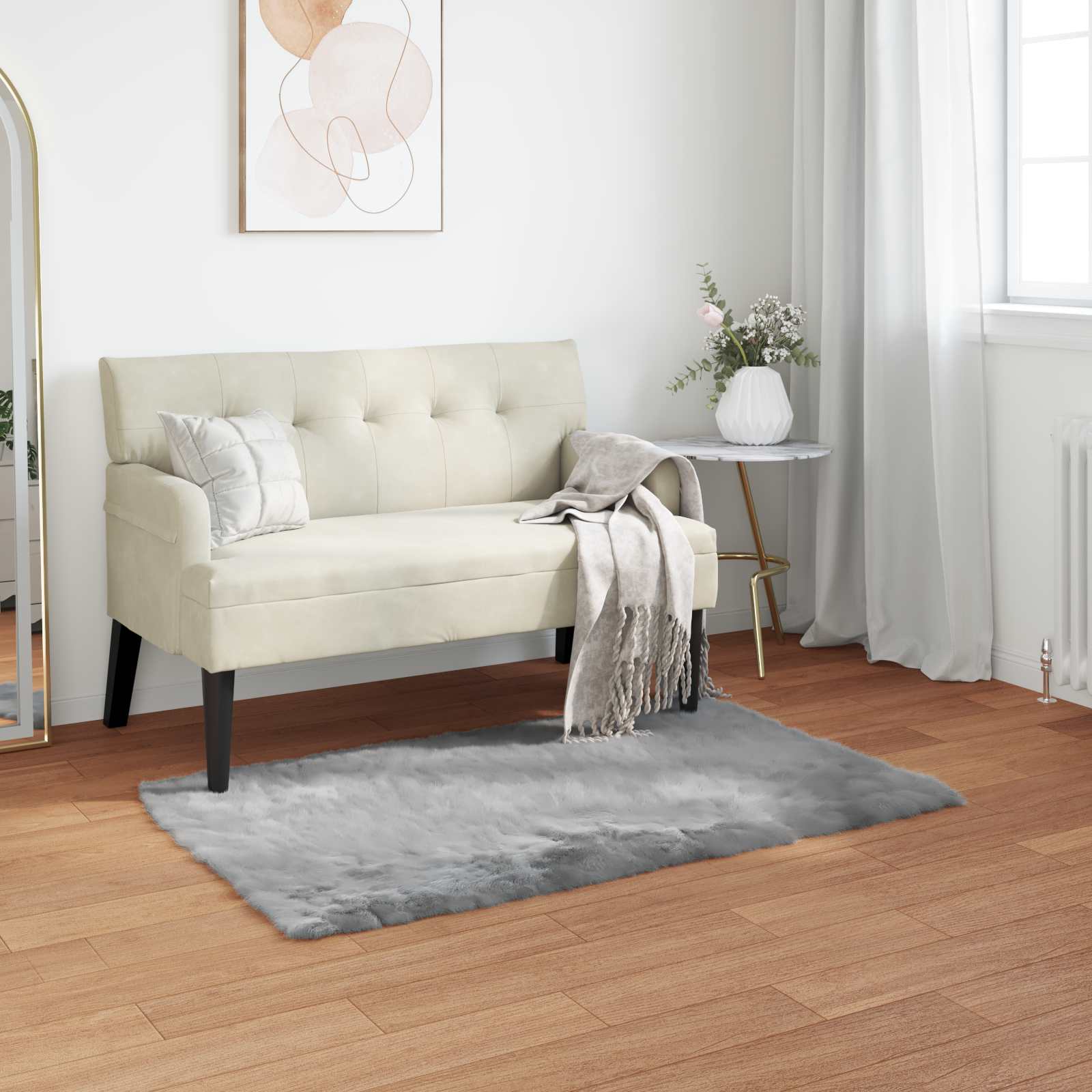 Teppich aus Kunstschaffell TAFALLA Grau 60 x 110 cm Polyester