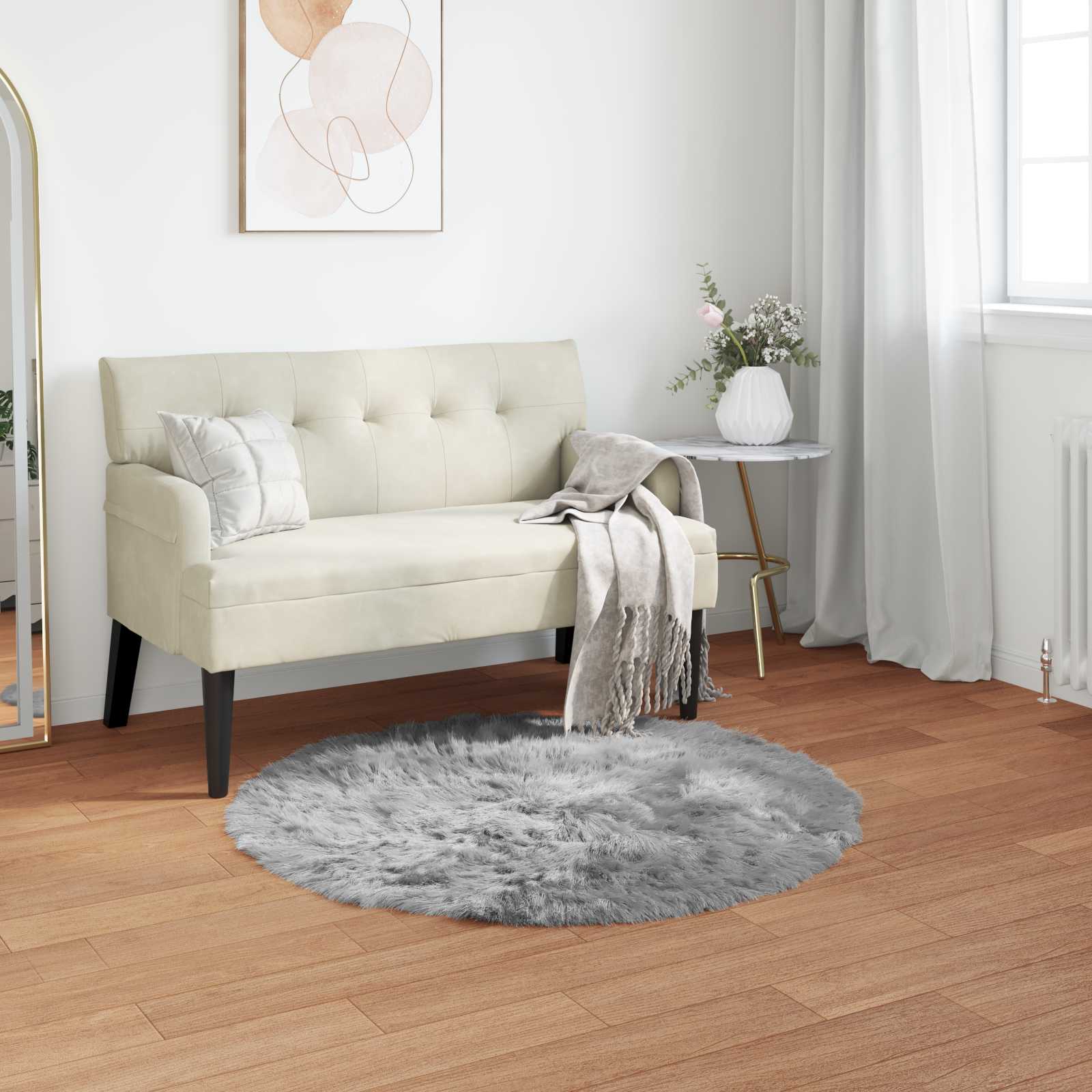 Teppich aus Kunstschaffell TAFALLA Grau Ø 80 cm Polyester