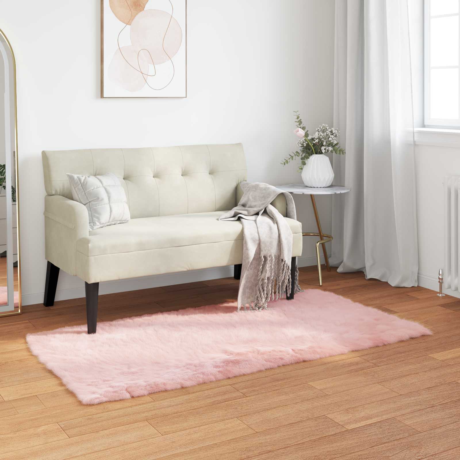 Teppich aus Kunstschaffell TAFALLA Rosa 80 x 150 cm Polyester