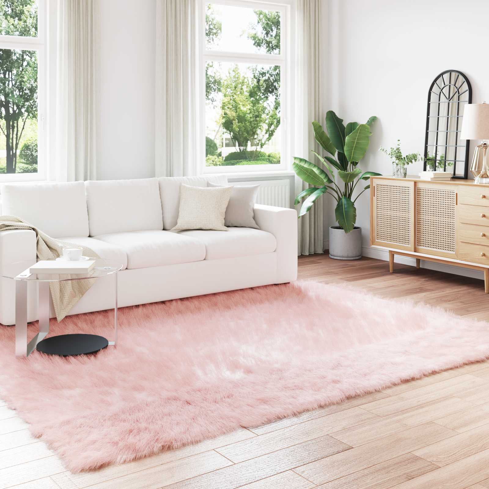 Teppich aus Kunstschaffell TAFALLA Rosa 200 x 280 cm Polyester