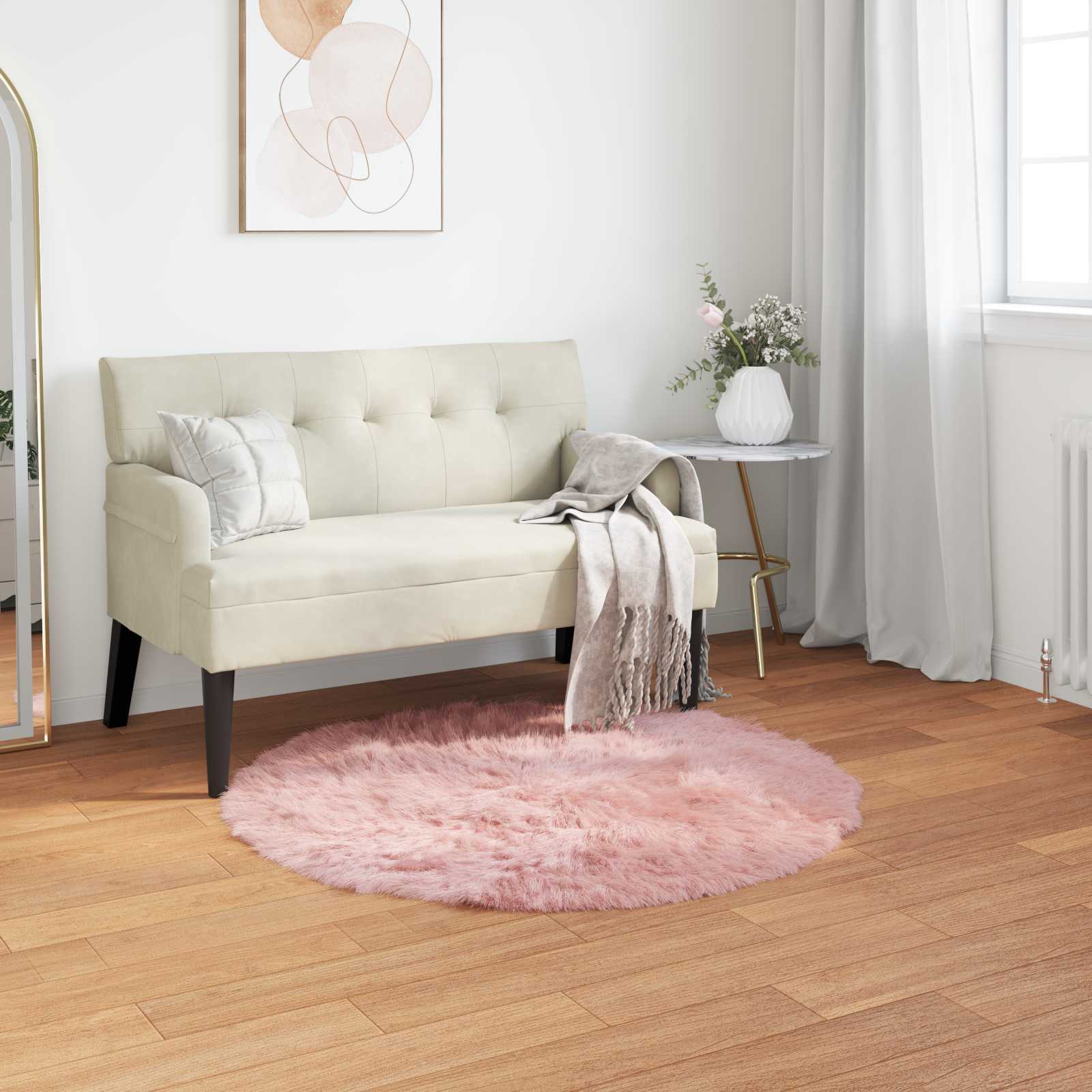 Teppich aus Kunstschaffell TAFALLA Rosa Ø 100 cm Polyester