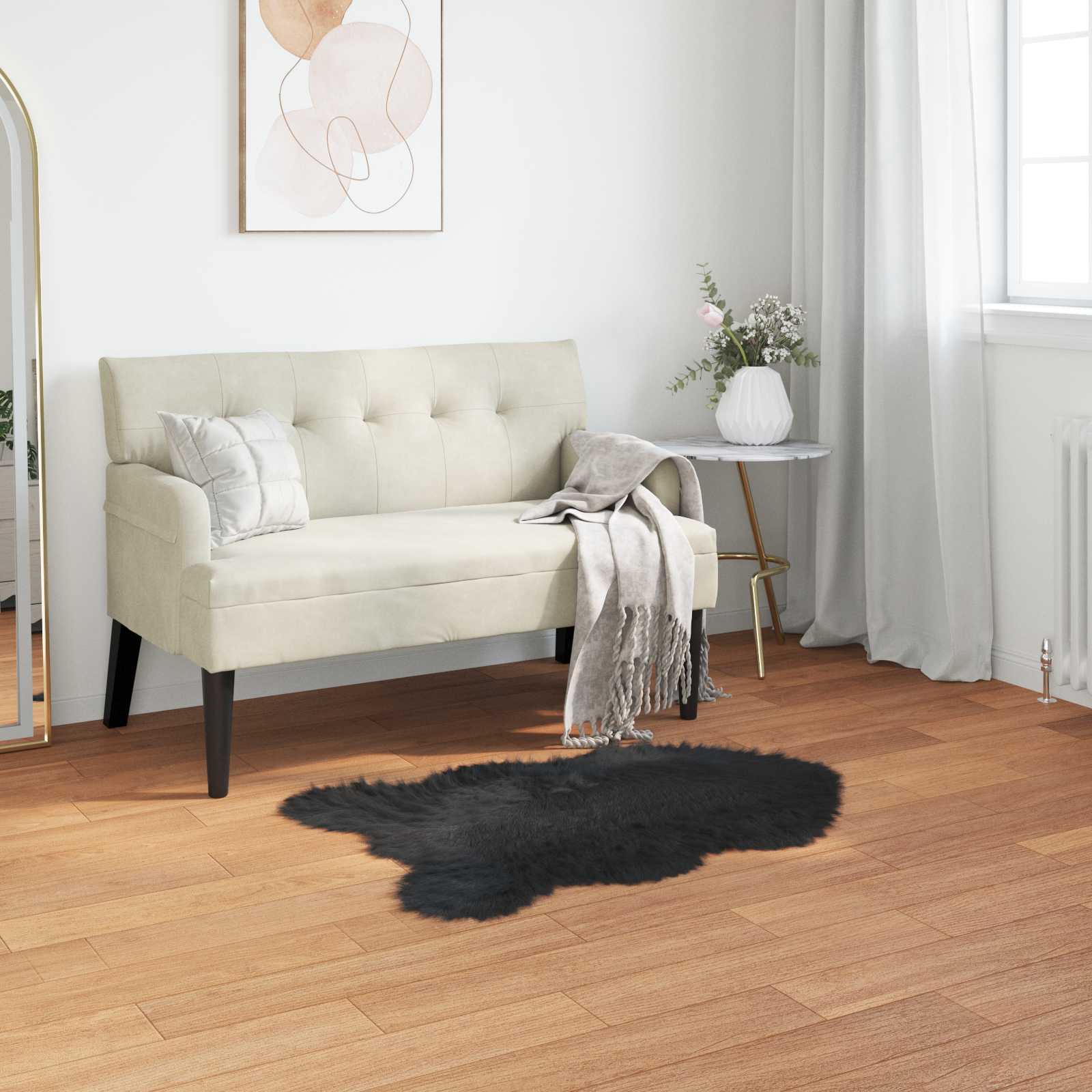 Teppich aus Kunstschaffell TAFALLA Schwarz 50 x 80 cm Polyester