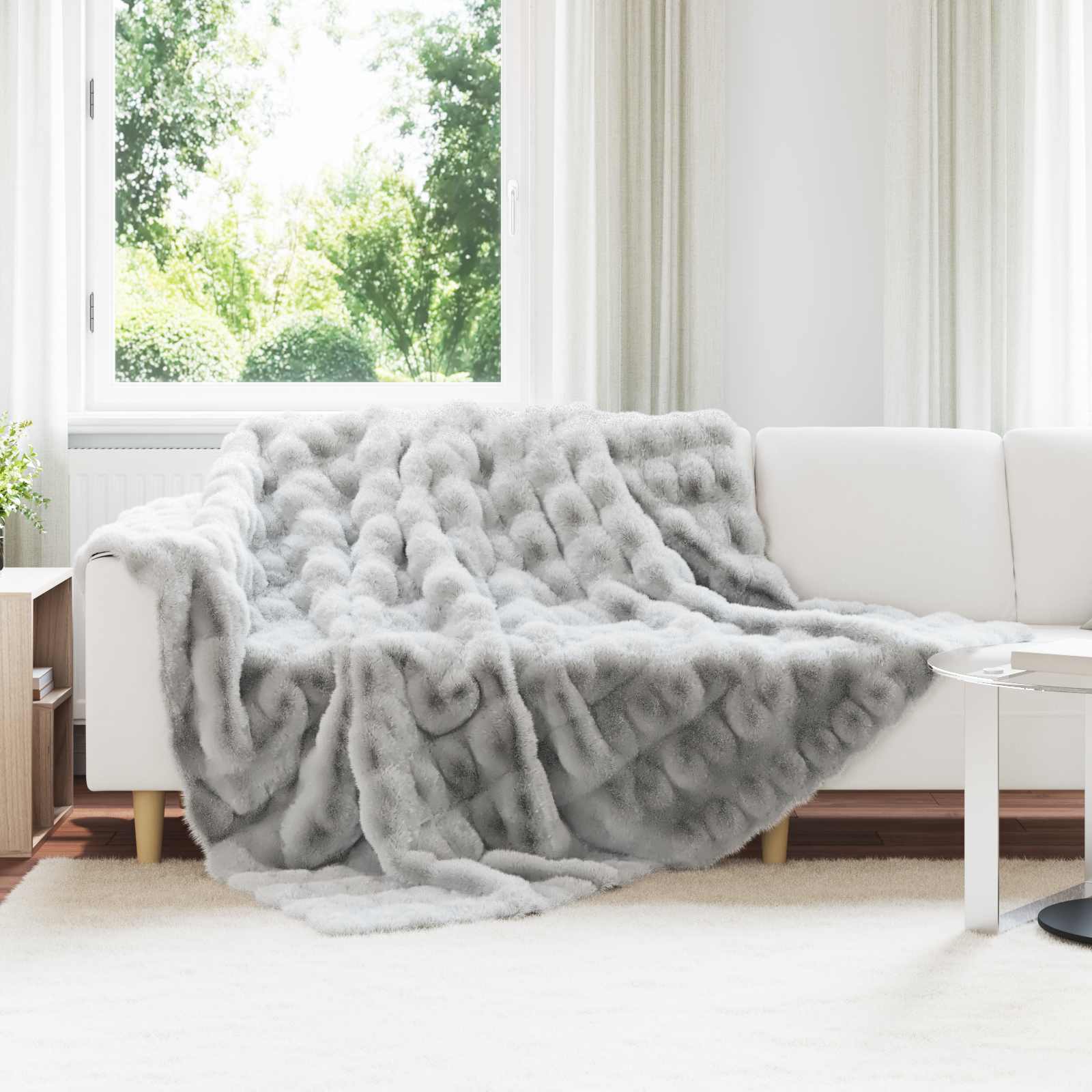 Rutschfeste Decke aus Kunstkaninchenfell Olite 4 stk. Grau