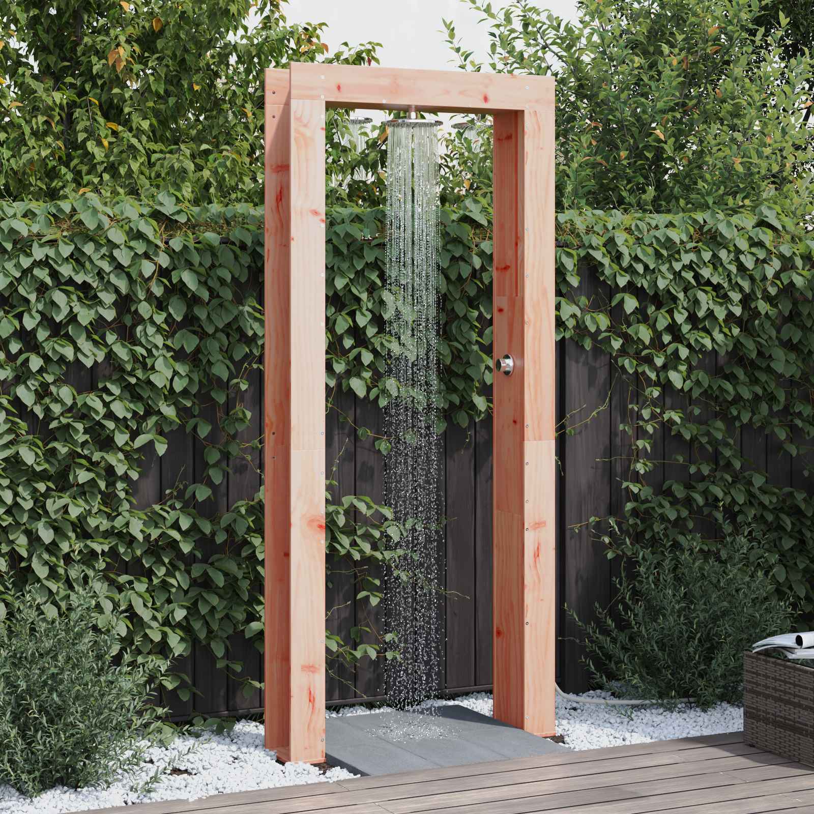 Gartendusche 226 cm Massives Douglasholz und Edelstahl Natur
