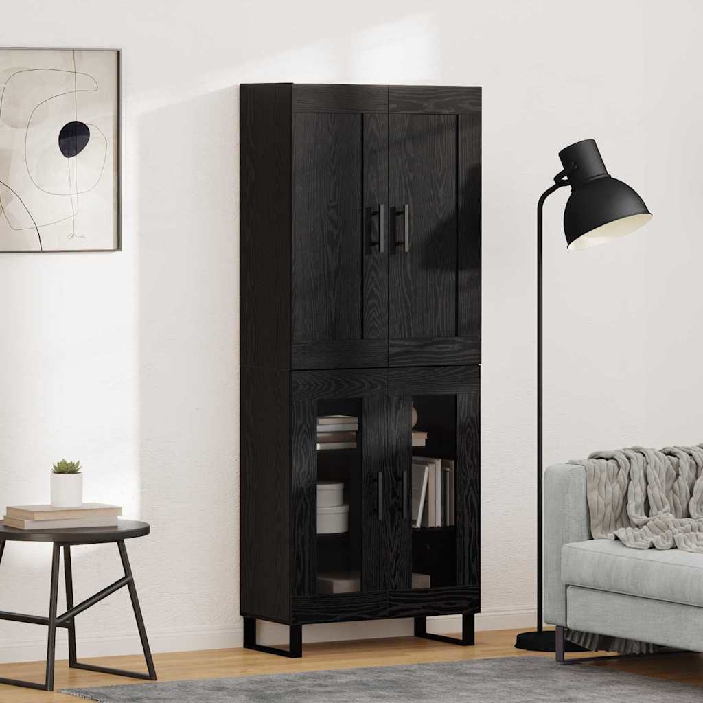 Highboard 2 Stk. Schwarz Eichen-Optik 69,5 x 34 x 180 cm