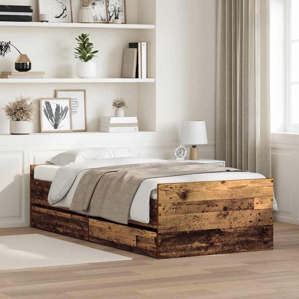 Bettrahmen Altholz 90 x 190 cm Massives Kiefernholz