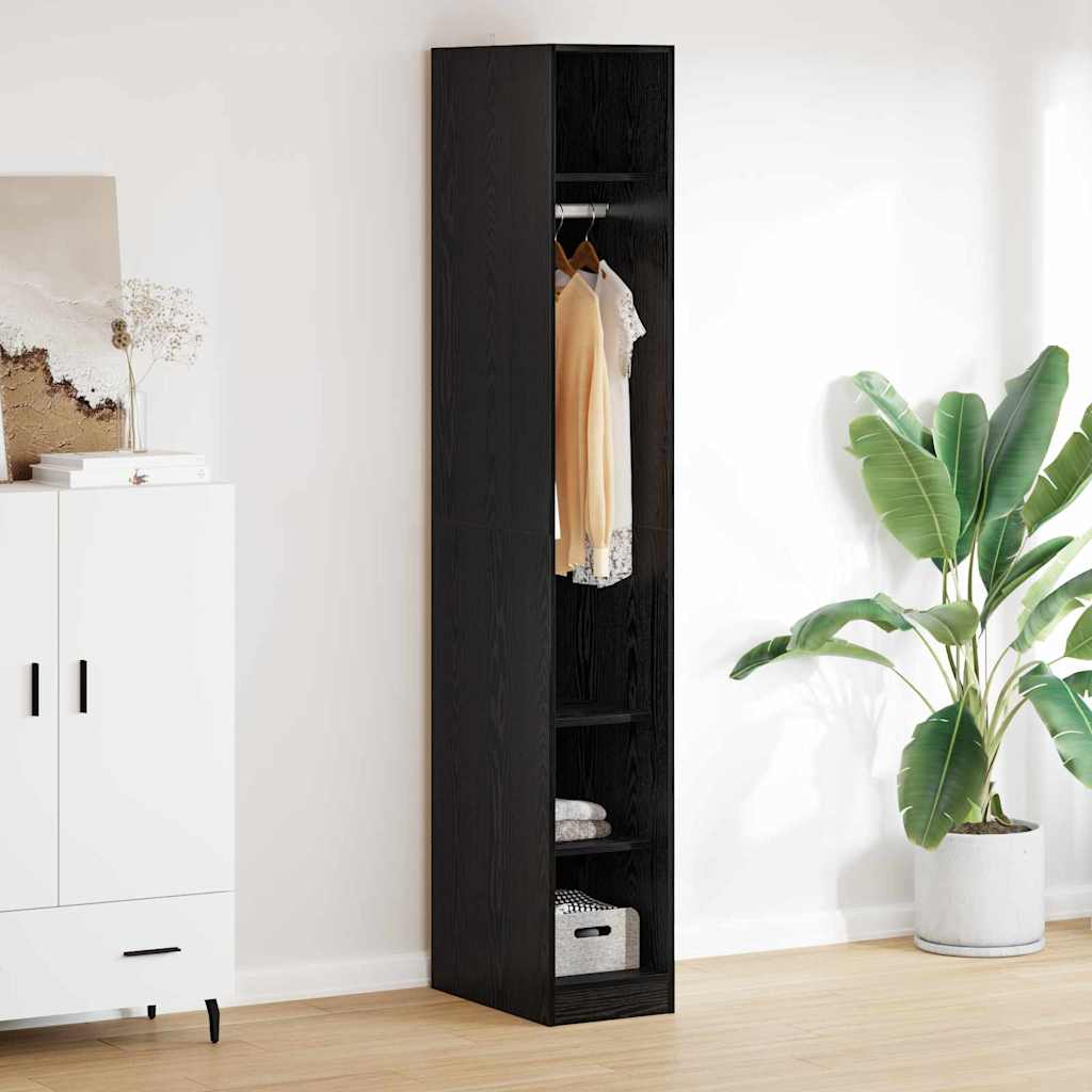 Kleiderschrank Schwarz Eichen-Optik 50 x 30 x 200 cm