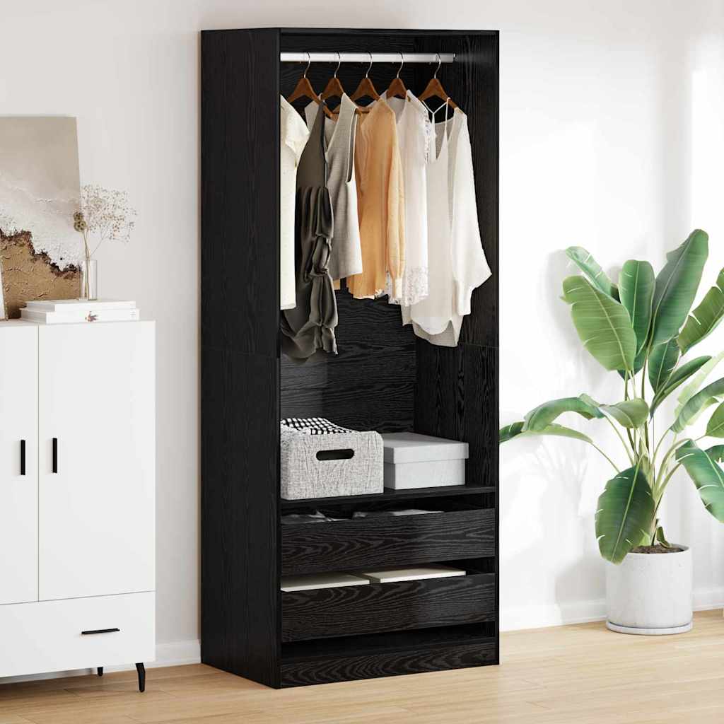 Kleiderschrank Schwarz Eichen-Optik 80 x 50 x 200 cm