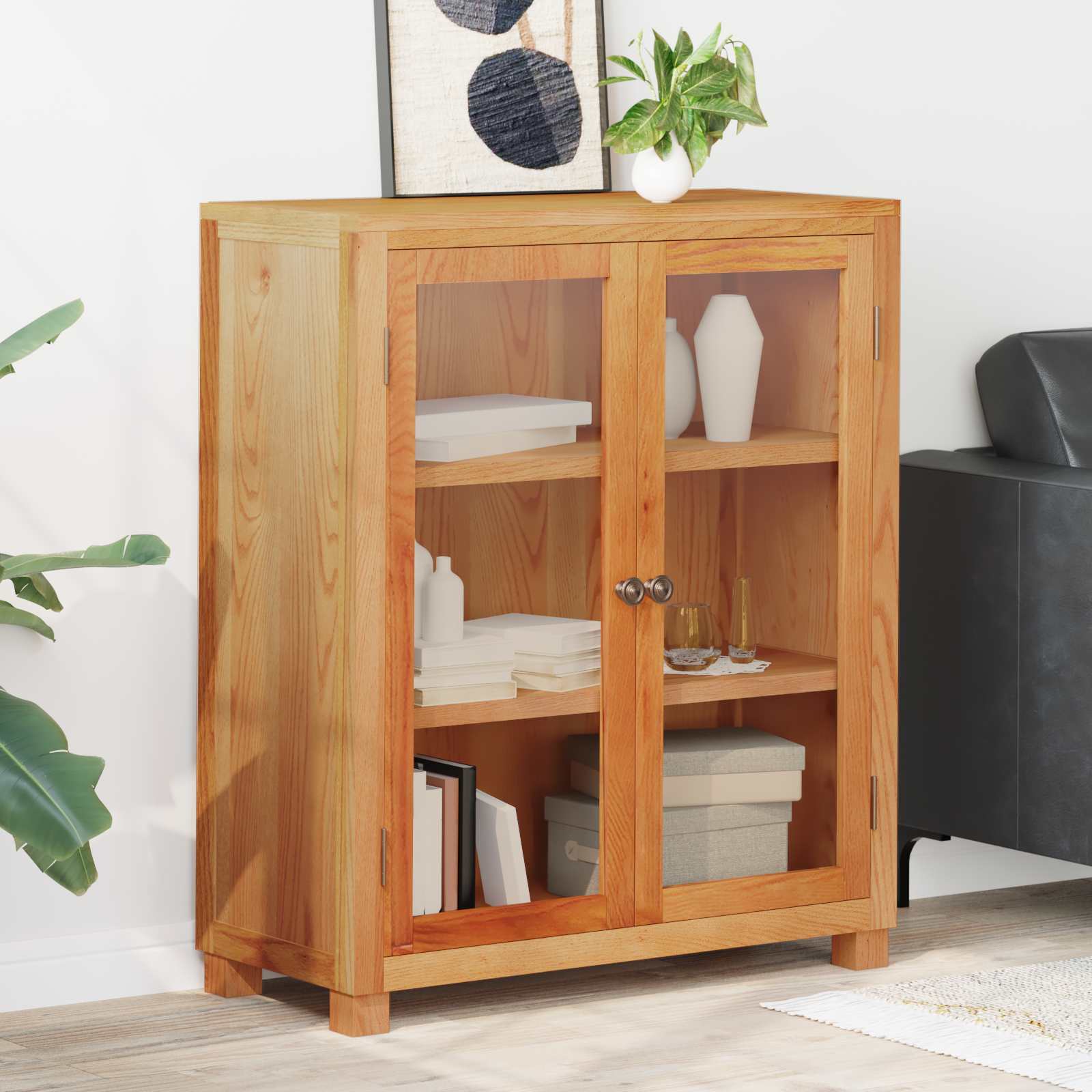 Schrank mit Regal Braun 80 x 35 x 95 cm Massives Eichenholz