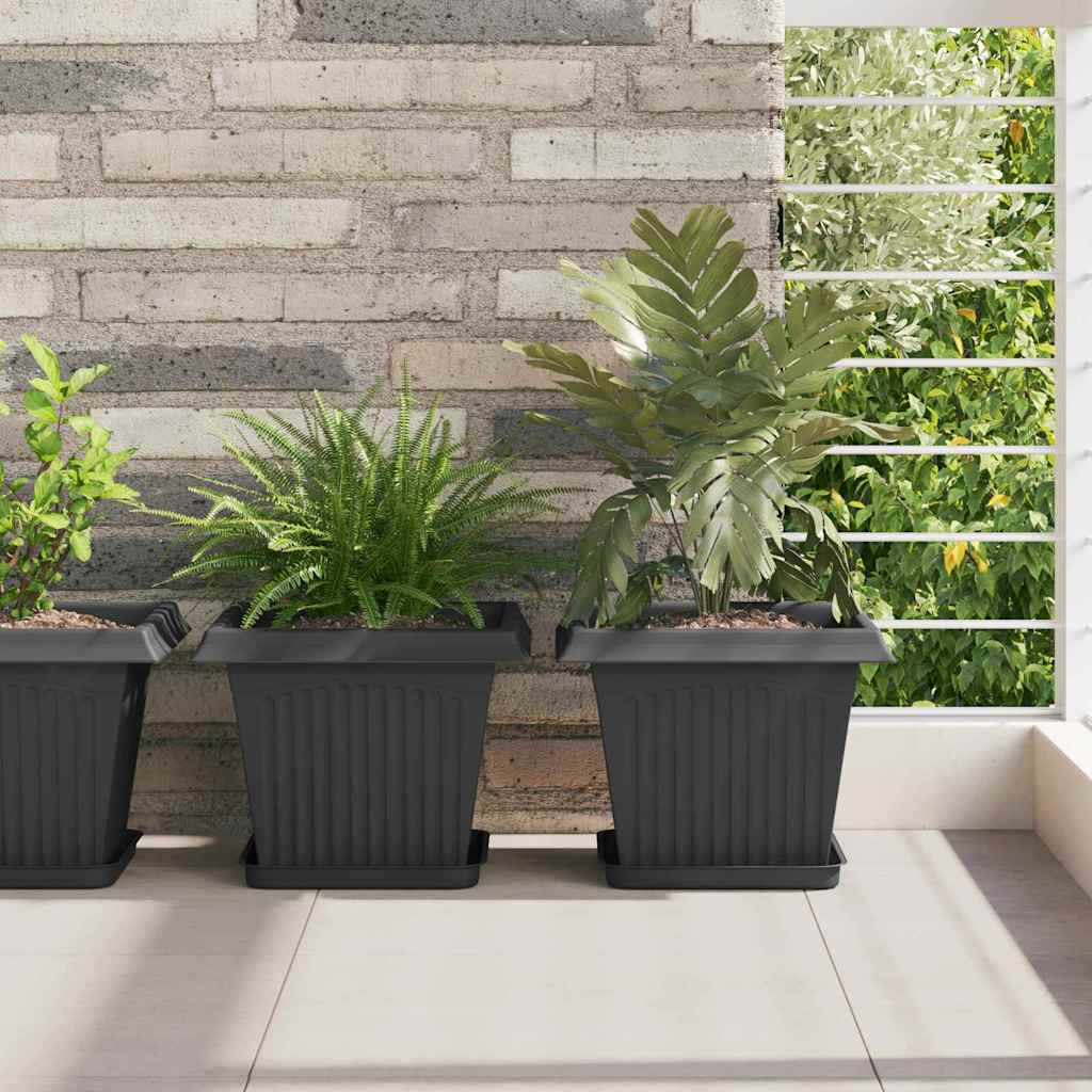 Quadratischer Blumentopf 24 stk. Schwarz 28,5 x 28,5 x 22 cm