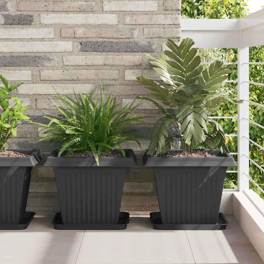 Quadratisches Blumentablett 6 stk. Schwarz 32 x 32 x 2,5 cm