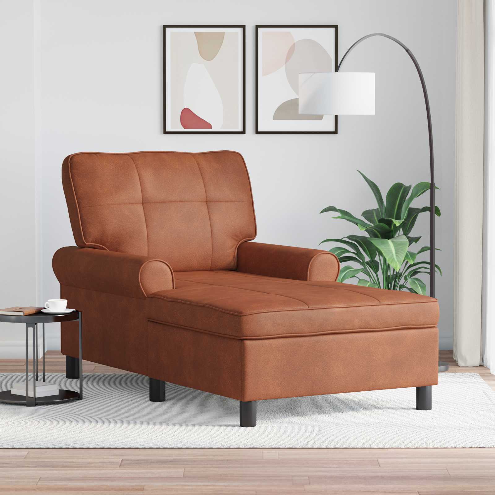 Lounge-Liege Braun Kunstleder 91 x 157 x 91 cm