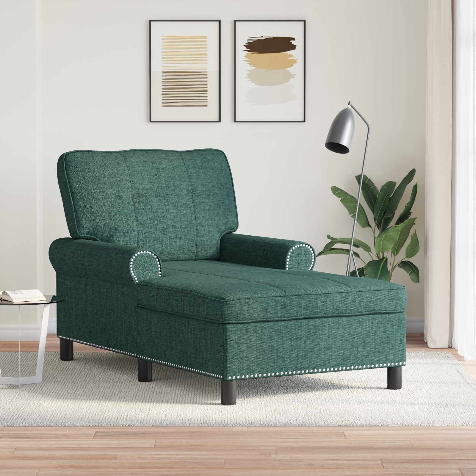 Lounge-Liege Dunkelgrün Stoff 91 x 157 x 91 cm
