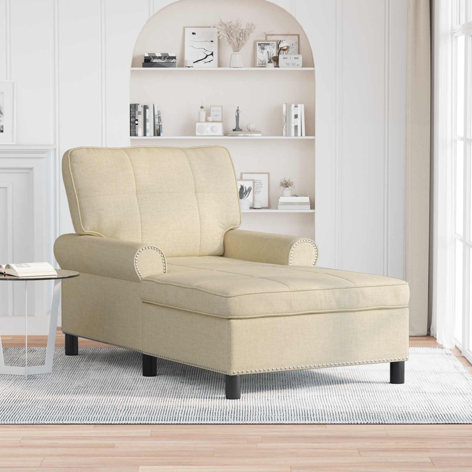 Lounge-Liege Creme Stoff 91 x 157 x 91 cm