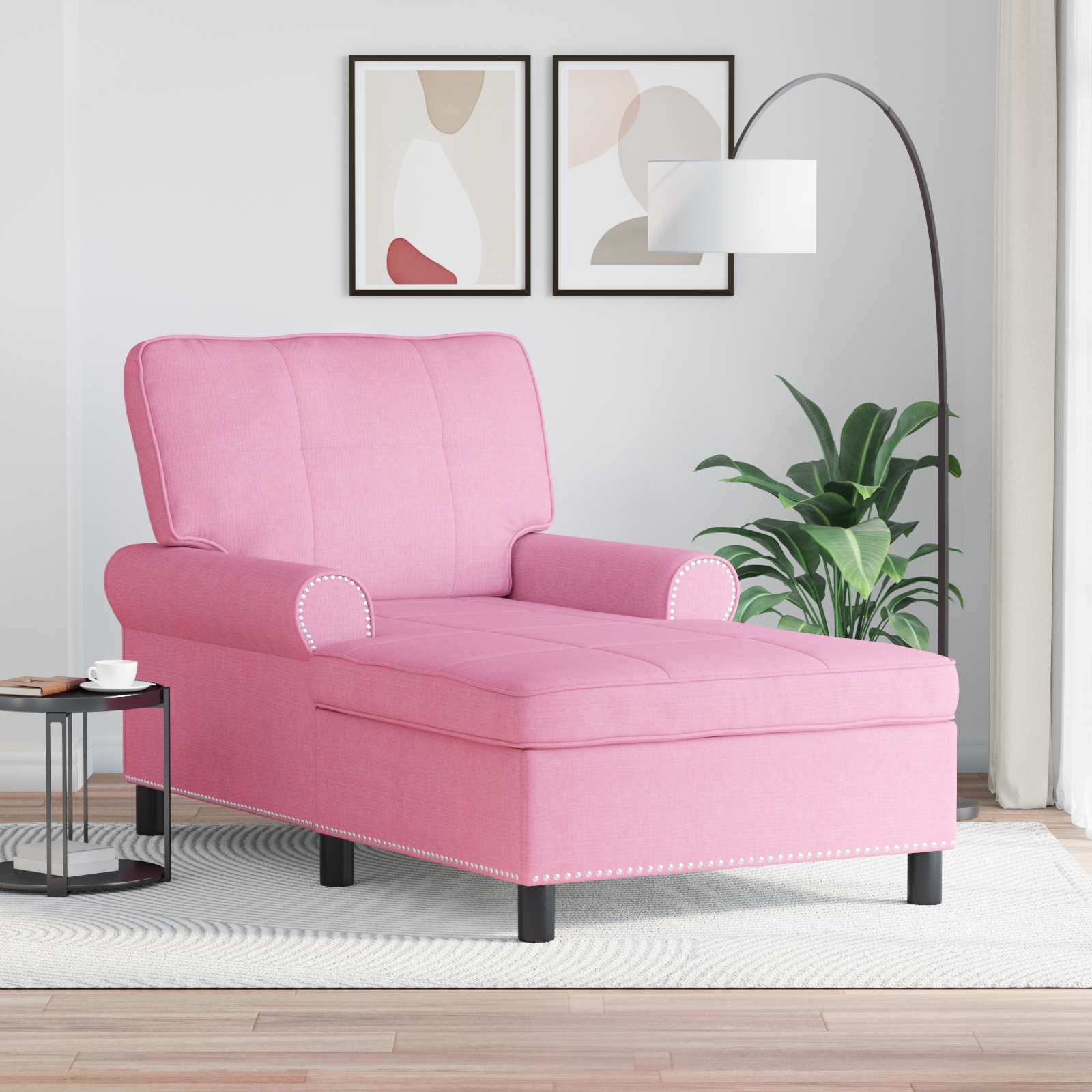 Lounge-Liege Rosa Stoff 91 x 157 x 91 cm