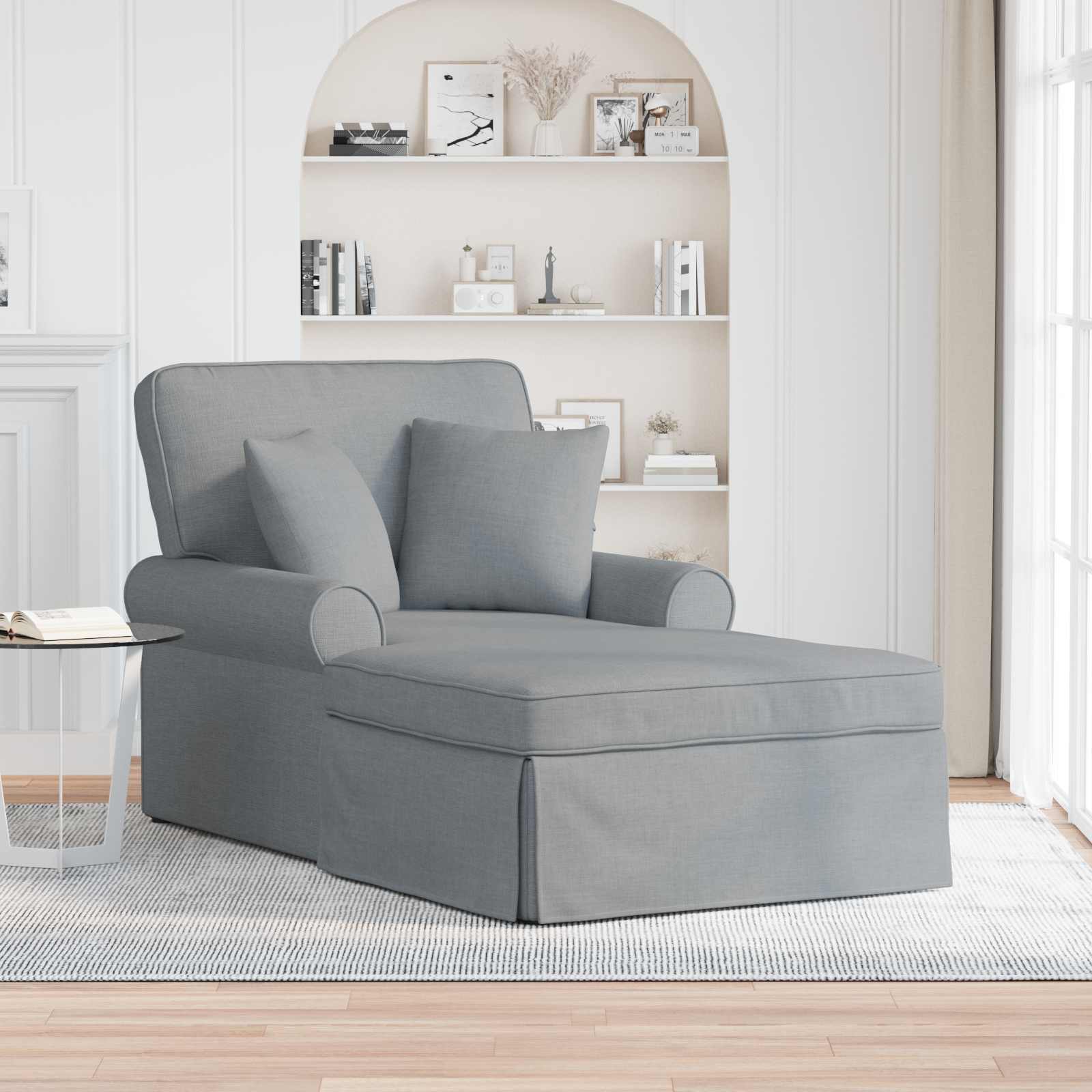 Chaise Lounge mit Rock 3 stk. Hellgrau Stoff 91 x 157 x 91 cm
