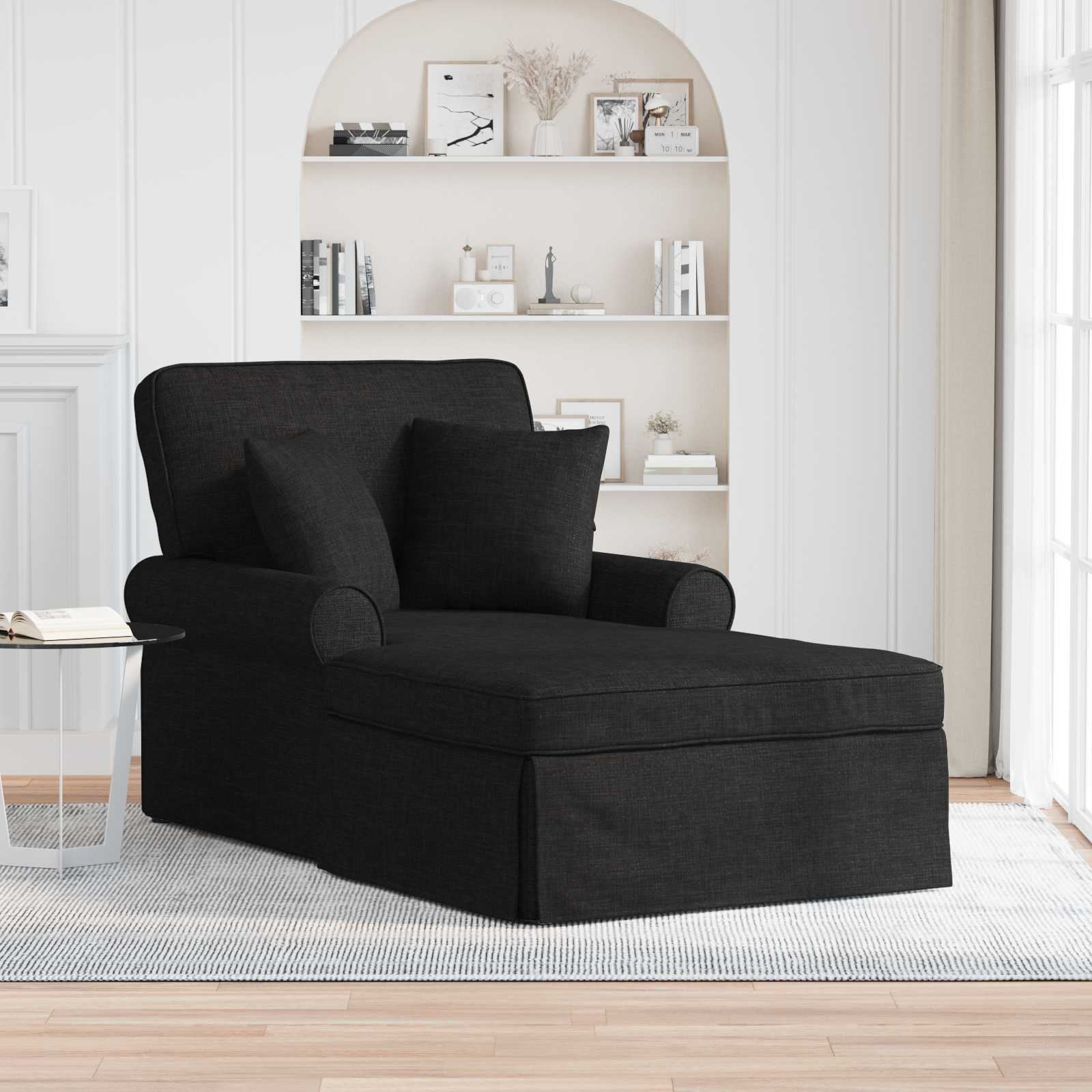 Chaise Lounge mit Rock 3 stk. Schwarz Stoff 91 x 157 x 91 cm