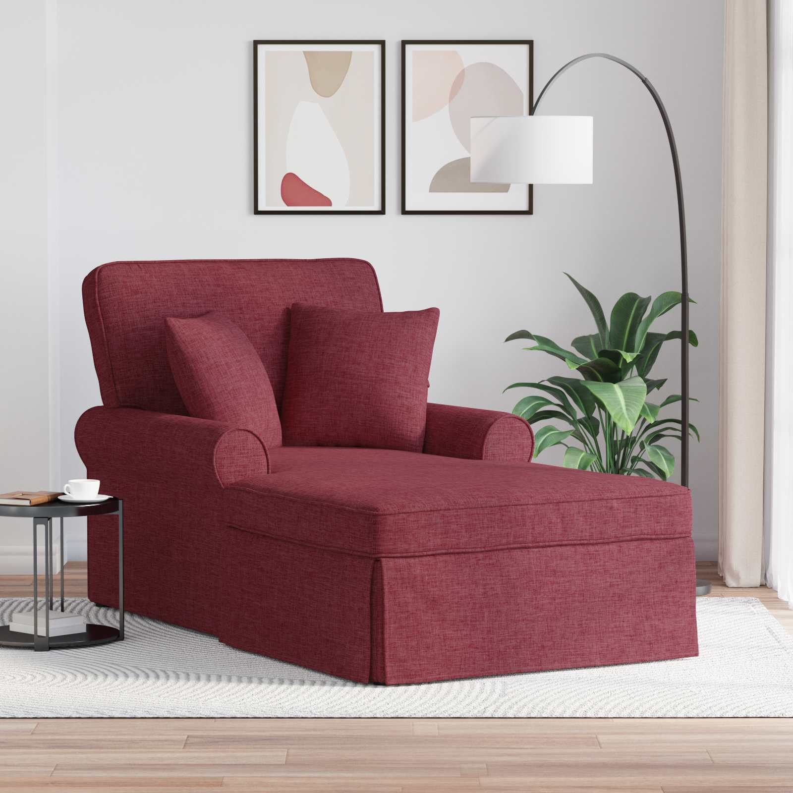 Chaise Lounge mit Rock 3 stk. Weinrot Stoff 91 x 157 x 91 cm