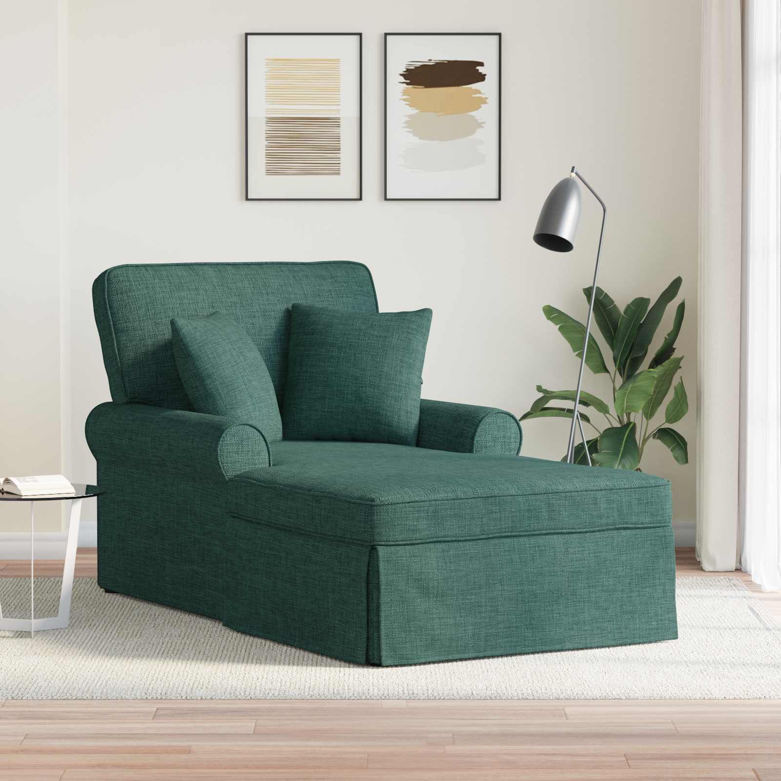 Chaise Lounge mit Rock 3 stk. Dunkelgrün Stoff 91 x 157 x 91 cm