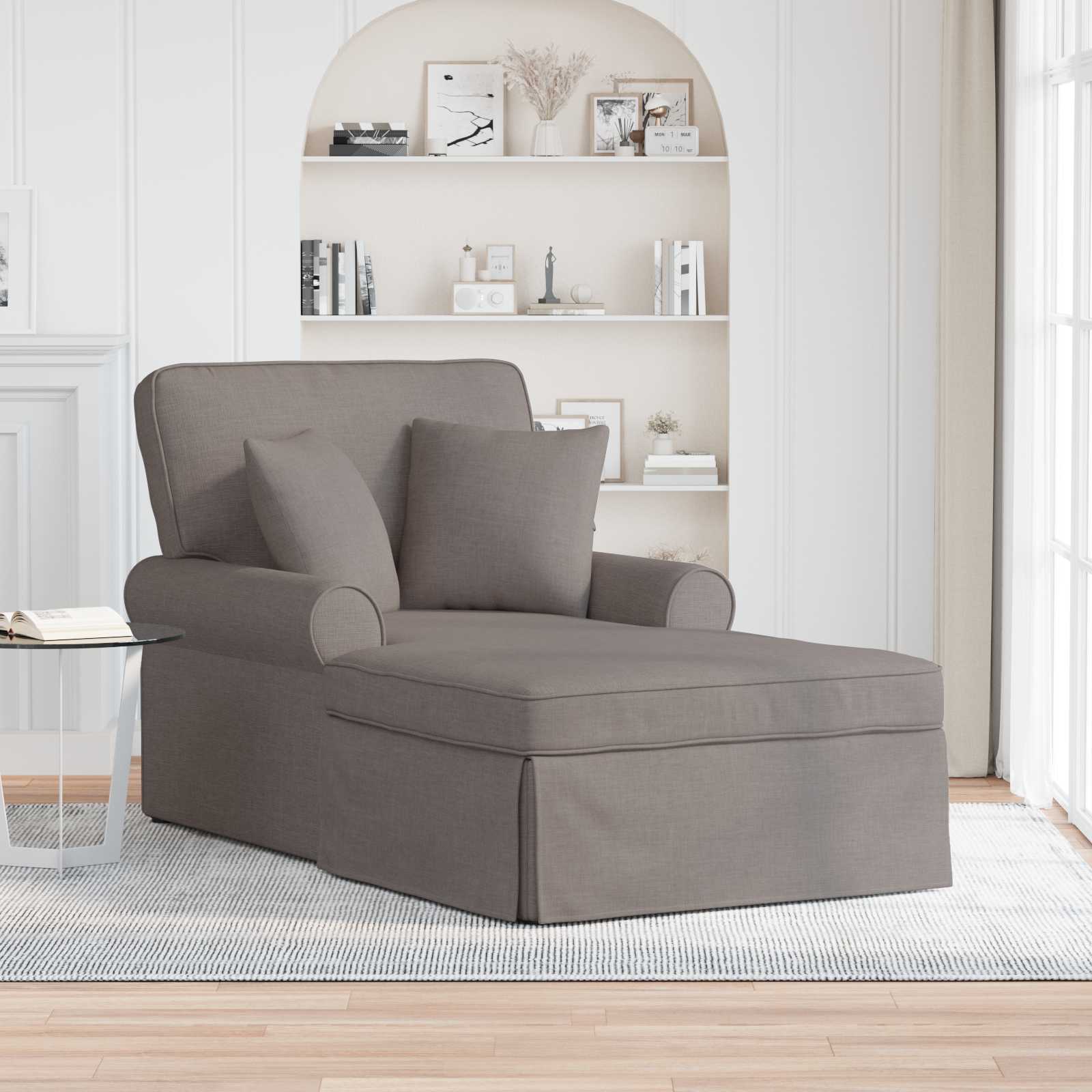 Chaise Lounge mit Rock 3 stk. Taupe Stoff 91 x 157 x 91 cm