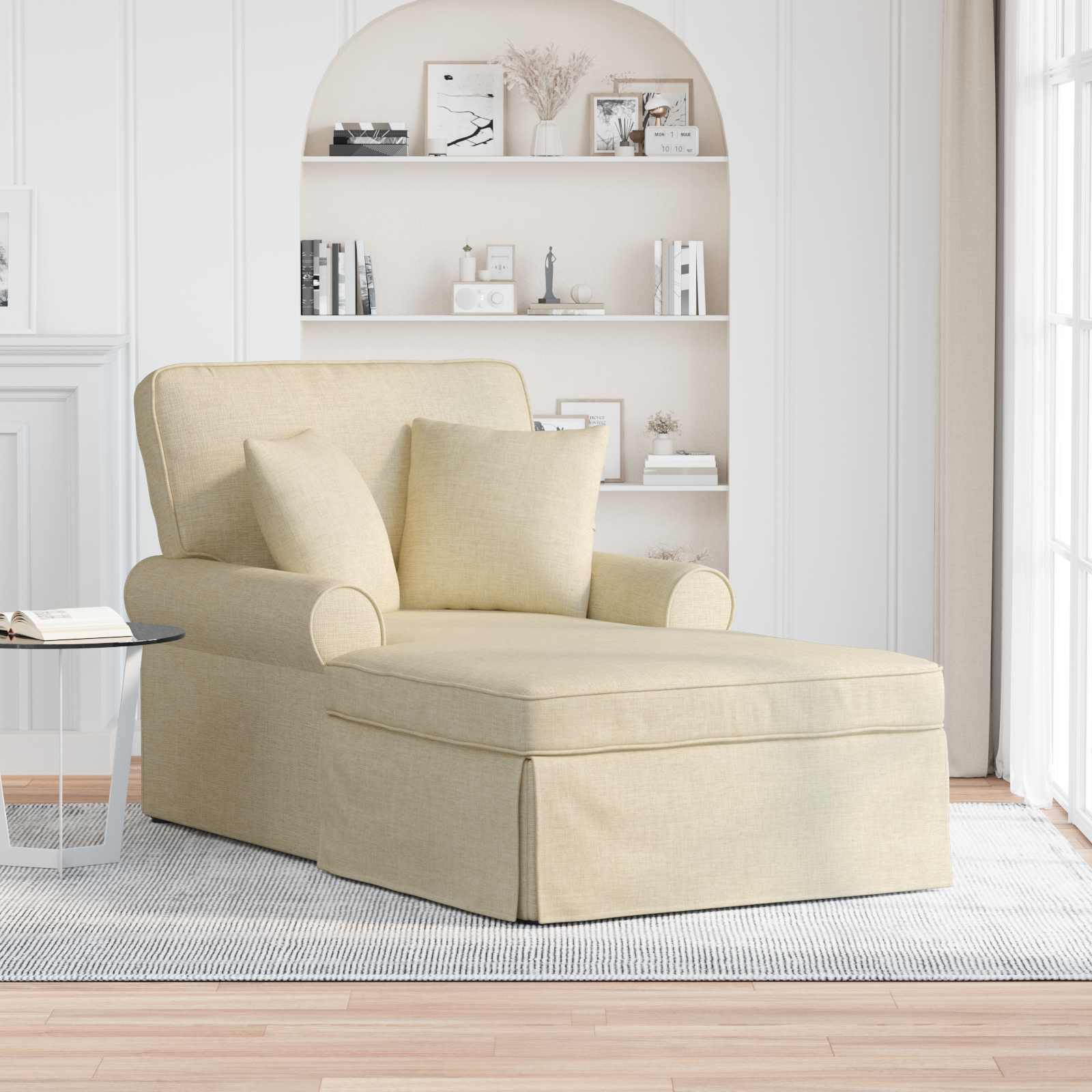 Chaise Lounge mit Rock 3 stk. Creme Stoff 91 x 157 x 91 cm