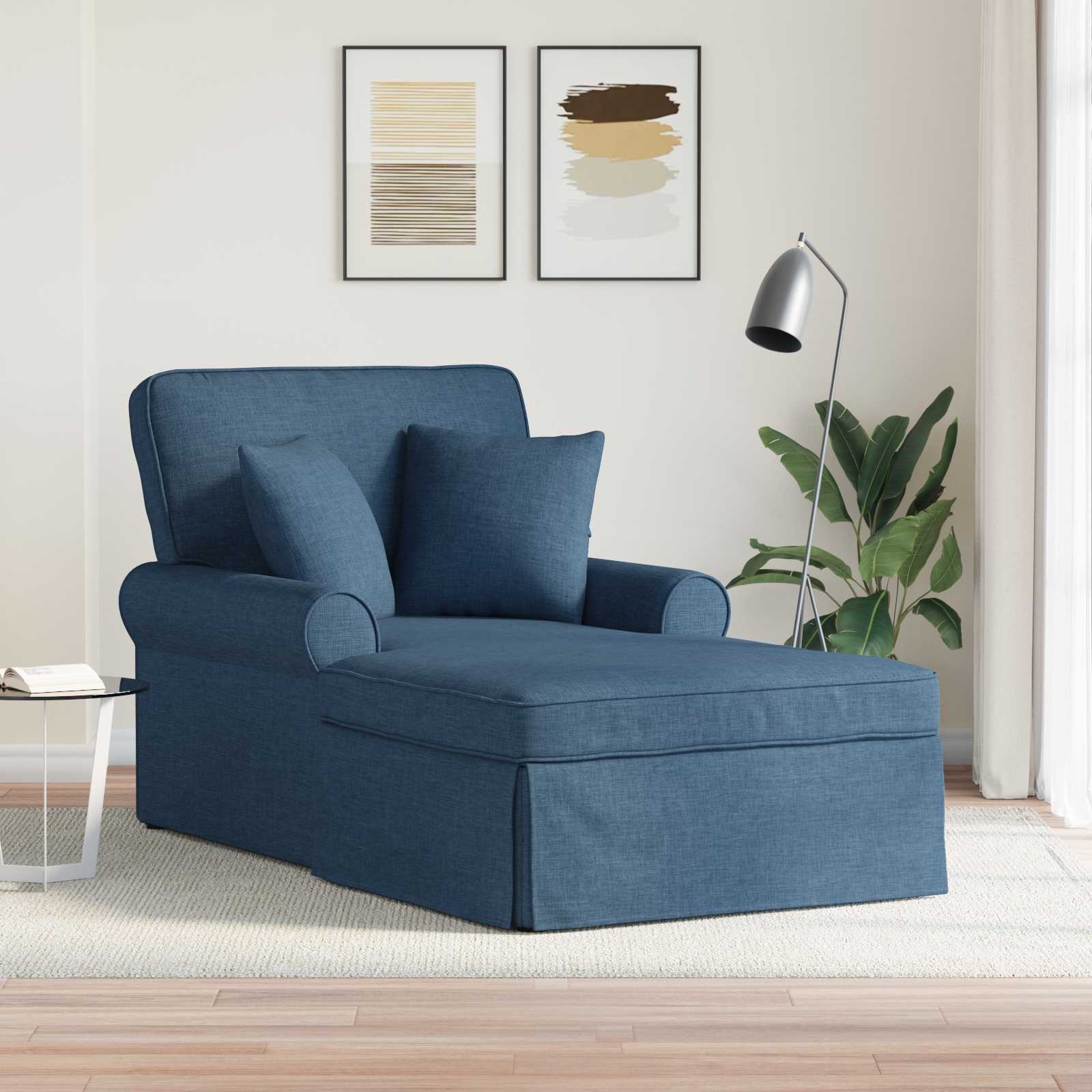 Chaise Lounge mit Rock 3 stk. Blau Stoff 91 x 157 x 91 cm